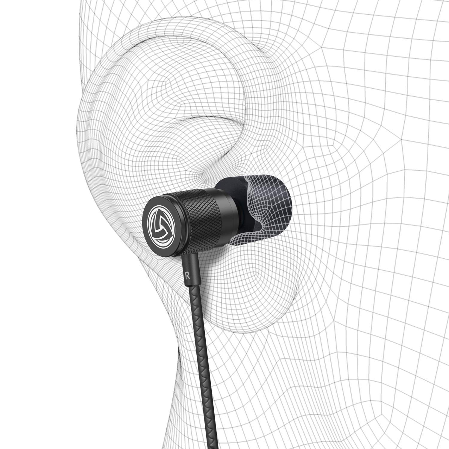 LUDOS Ultra Wired Earbuds in-Ear Headphones, 5 Years Warranty, Earphones with Microphone, Noise Isolating Ear Buds, Memory Foam for iPhone, Samsung, School Students, Kids, Women, Small Ears - Black