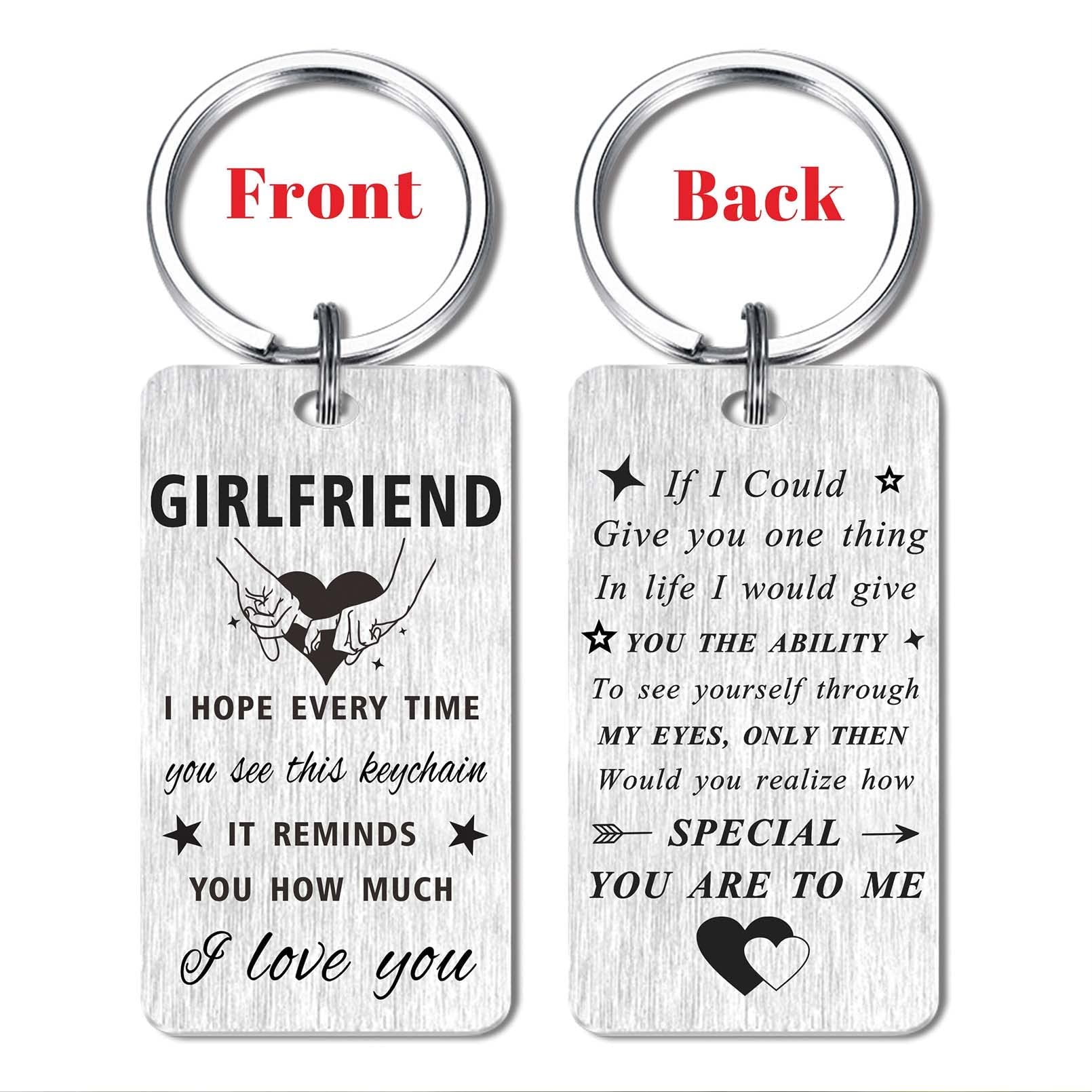 Gezxin Gifts for Girlfriend Romantic, I Love My Girlfriend Keychain from Boyfriend, Cute Girlfriend Birthday Anniversary Present for Women Her, Sentimental Girlfriend Valentine Mother's Day Christmas