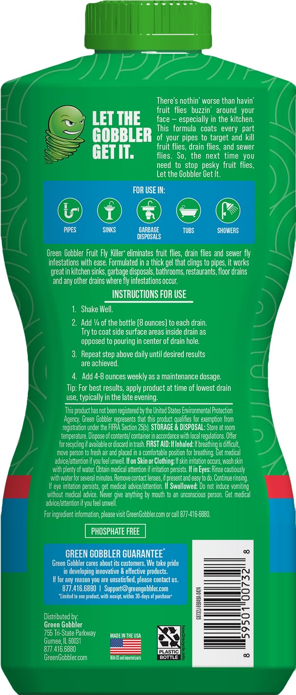 FRUIT FLY GOODBYE Gel Drain Treatment | Drain Fly Killer | Fruit Fly Killer | Drain Flies Treatment | Fruit Flies Treatment | Drain Fly & Fruit Fly Eliminator (32 oz)