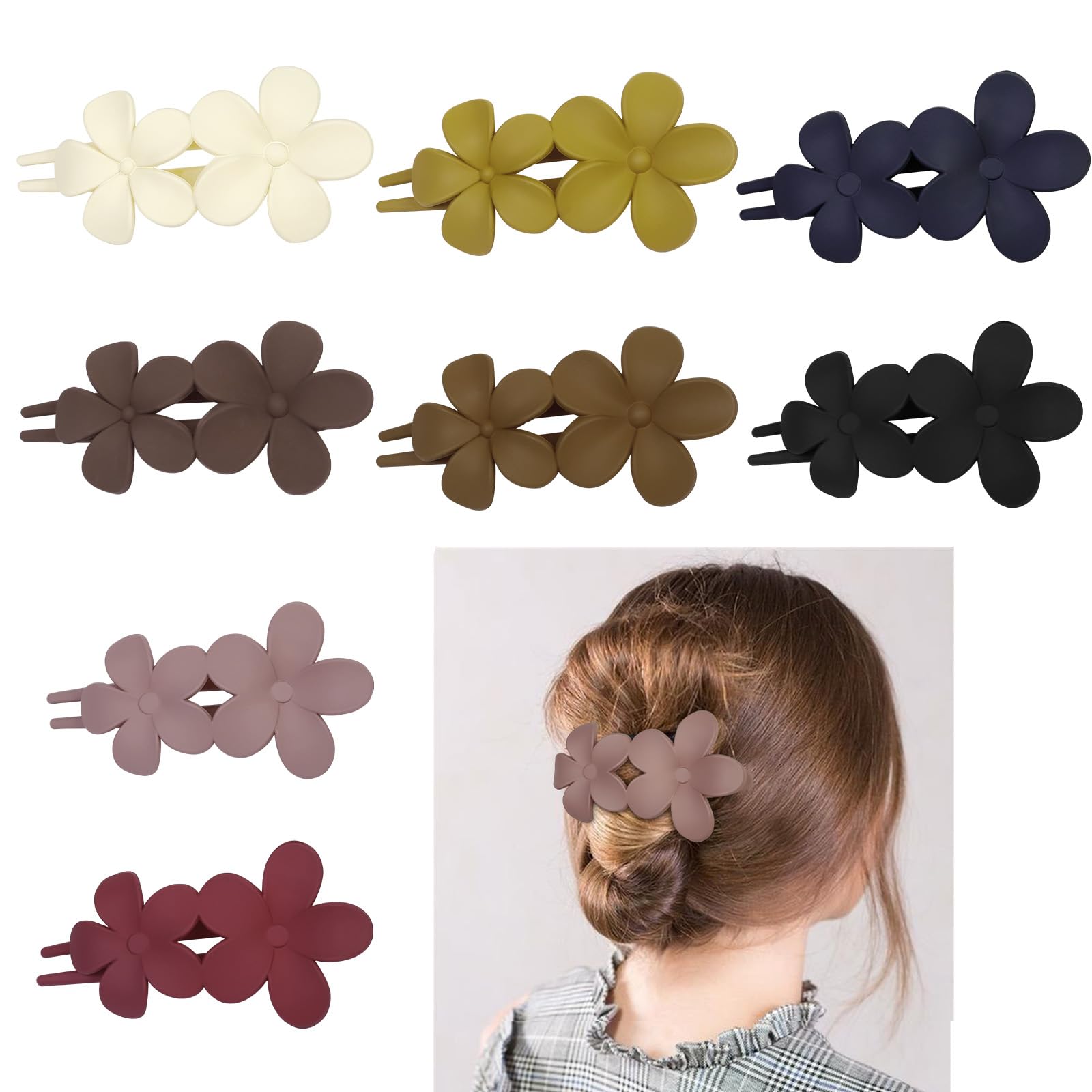 8 PCS Flower Hair Clips for Women, Claw Clips for Hair Claw Clip for Thin Thick Hair Flower Alligator Clips for Women Non slip Duck Billed Hair Clips for Styling Curly Hair Accessories