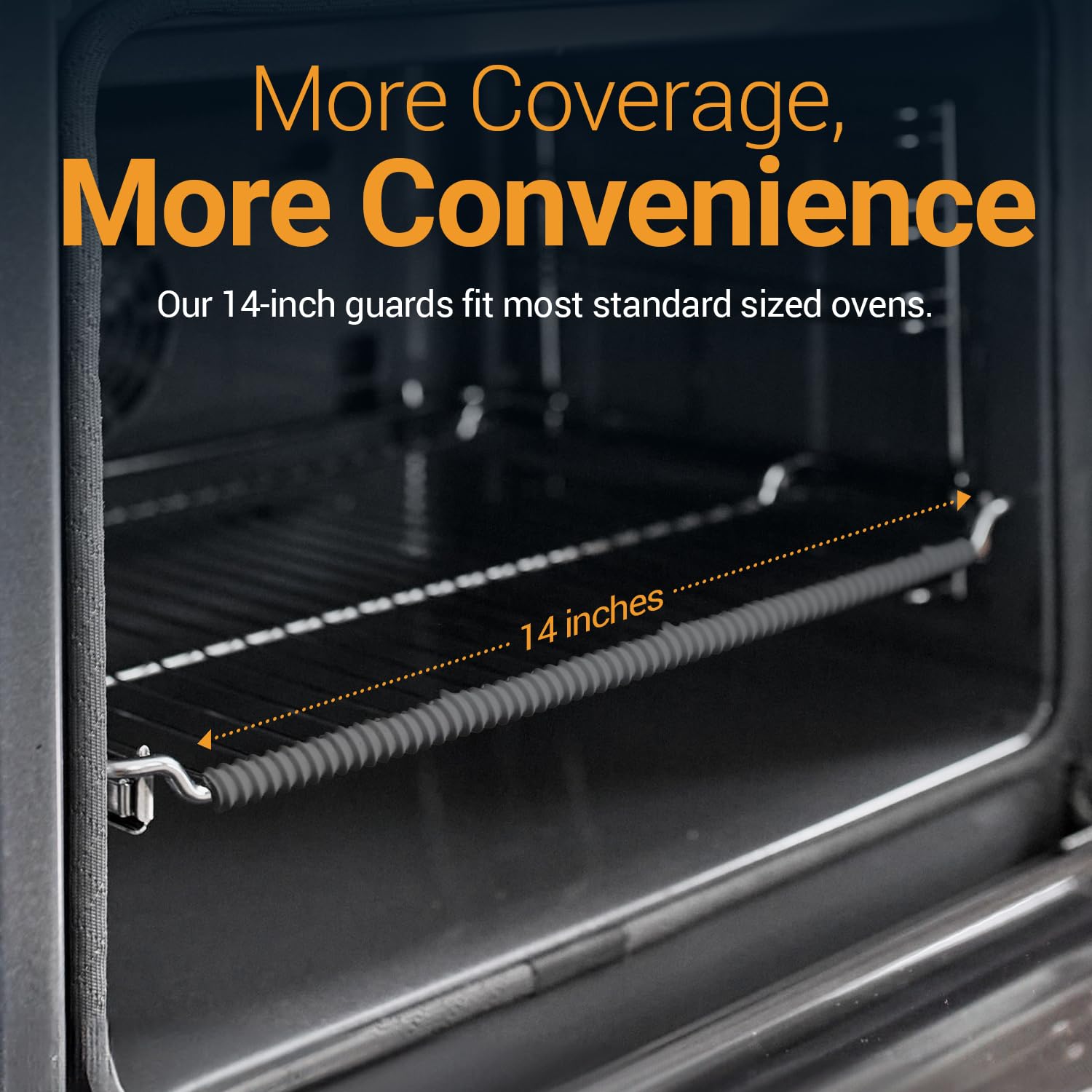 Silicone Oven Rack Shields by Linda’s Essentials (3 Pack) | Heat Resistance Silicone Oven Rack Protectors Guards Against Burns and Scars | 14 Inches Long (Gray)