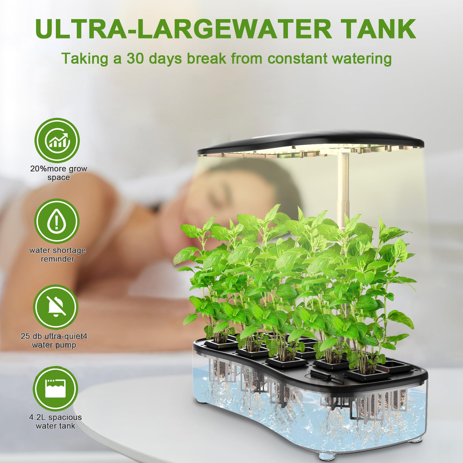 Fulsren Indoor Garden Hydroponics Growing System Kit 12Pods, Vegetable Growth Lamp Countertop with LED Grow Light - Hydrophonic Planter Grower Harvest Veggie Lettuce, Herb Garden