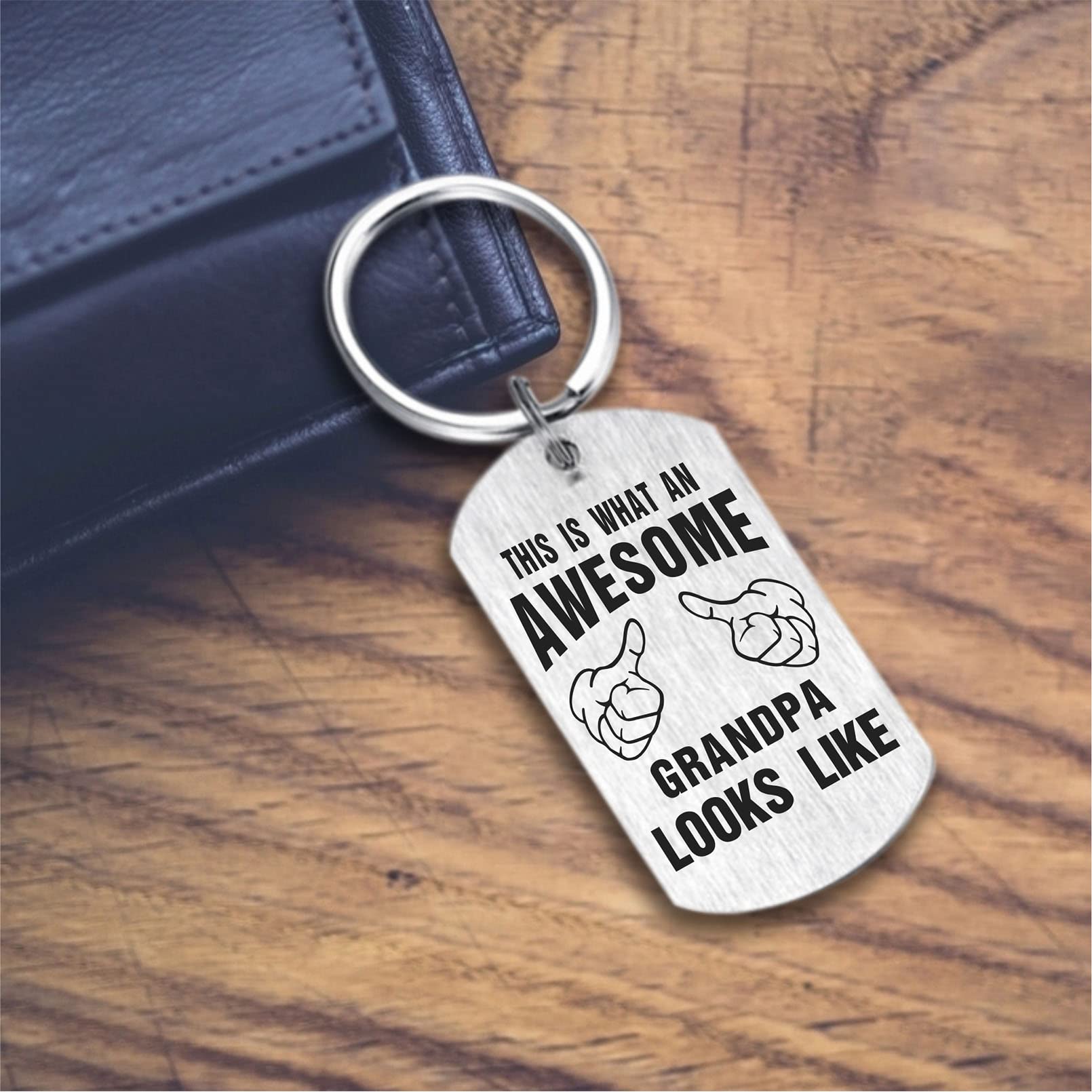 ABNTY Awesome Grandpa Gifts, Best Grandpa Keychain, Appreciation Gifts for Grandpa Grandfather