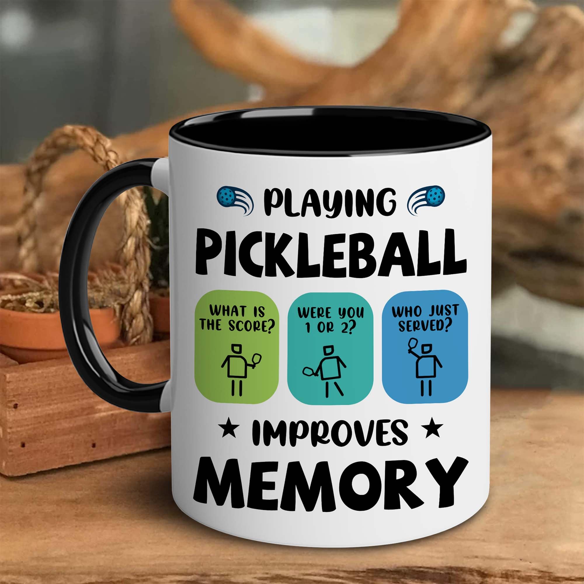 CAYVUSUA Pickleball Gifts - Pickleball Mug - Playing Pickleball Improves Memory Pickleball Ceramic Mug 11 OZ - Pickleball Gifts For Men, Women, Pickleball Lover - Christmas Sport Day Birthday Gifts