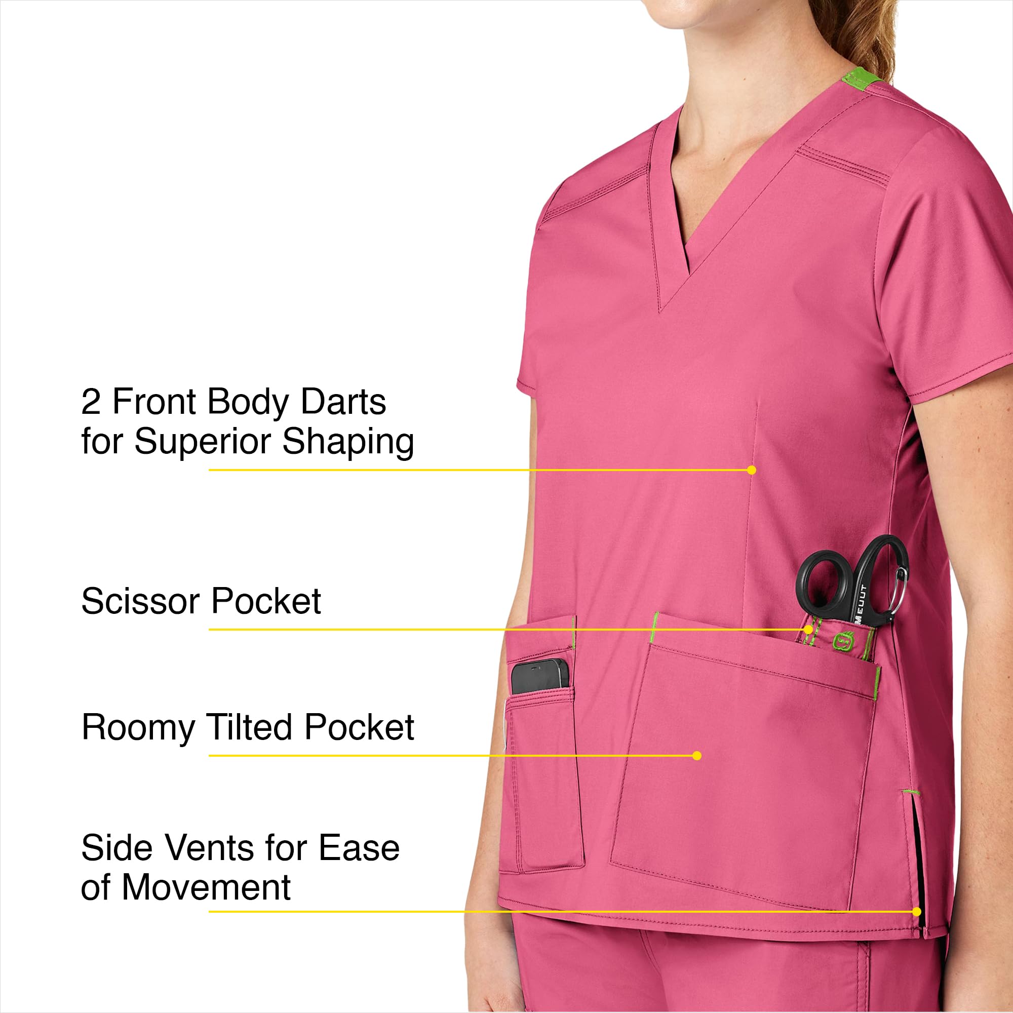 WonderWink Women's Wonderflex Verity Scrub Top, Papaya, Large