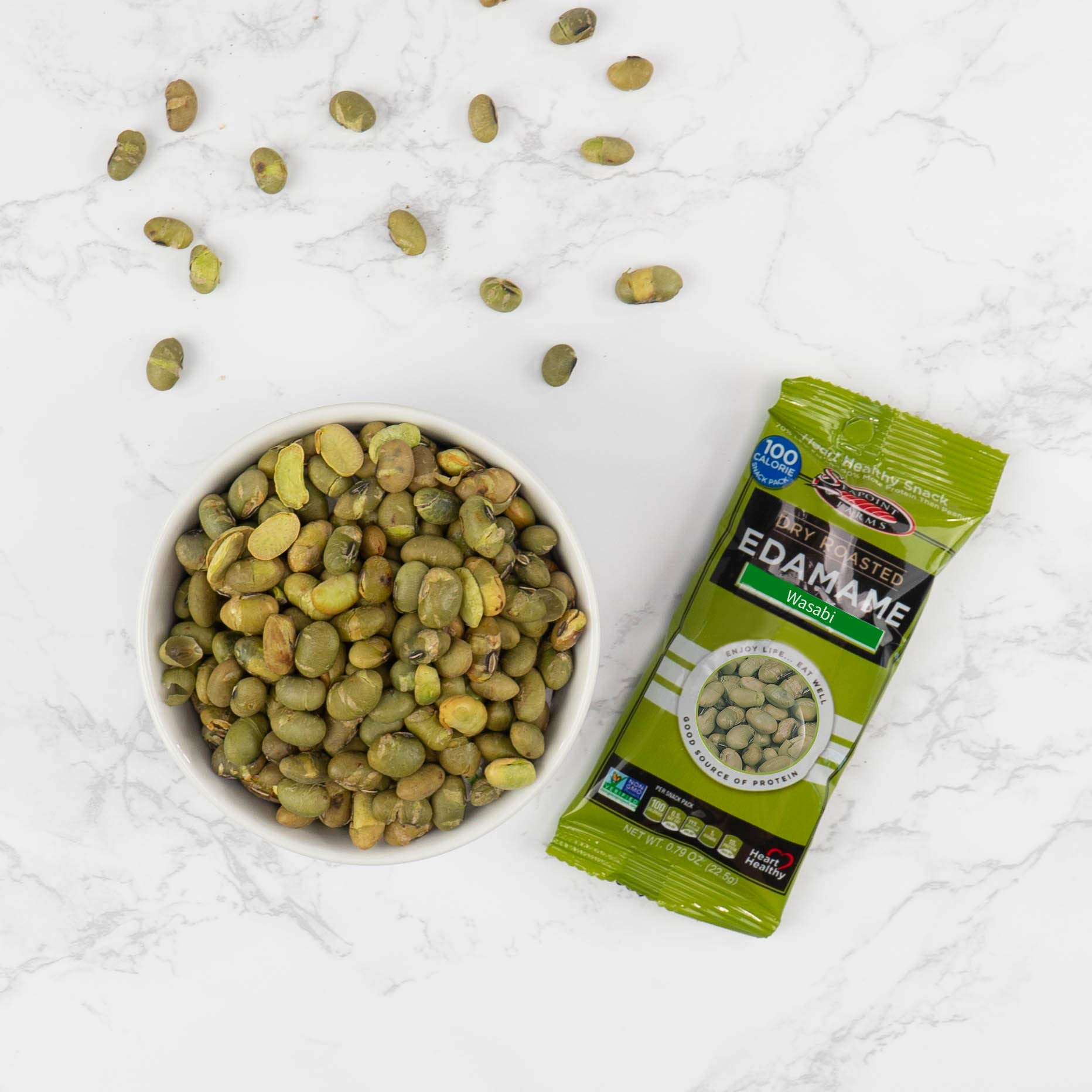 Seapoint Farms Dry Roasted Edamame, Wasabi, Vegan, Gluten-Free, and Non-GMO, Crunchy Snack for Healthy Snacking, 100 Calorie Snack Pack (12 Boxes)