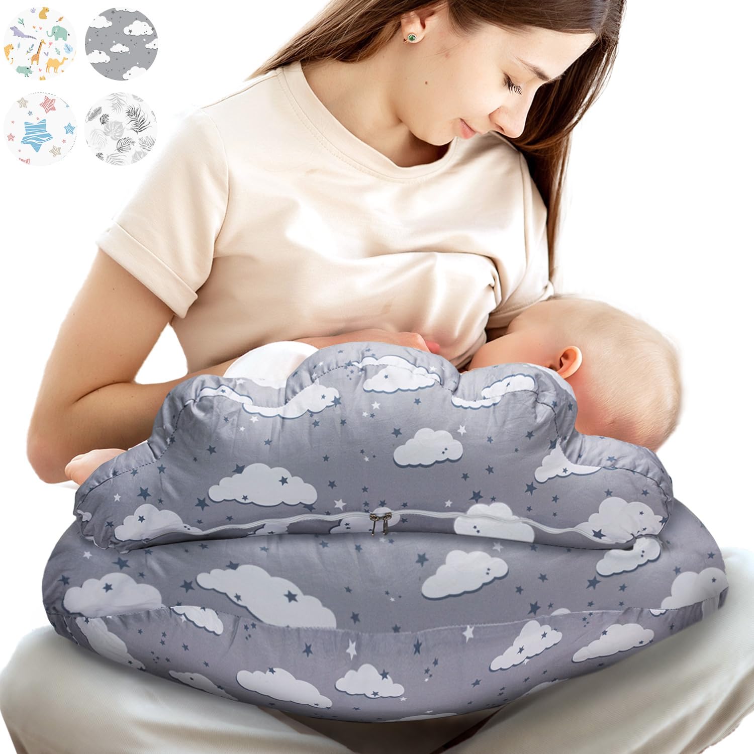 PILLANI Nursing Pillow for Breastfeeding, Breast Feeding Pillow for Mom & Baby Support, Removable Cotton Cover, Adjustable Waist Strap, Newborn Essentials Must Haves, Baby Registry Search, Baby Pillow