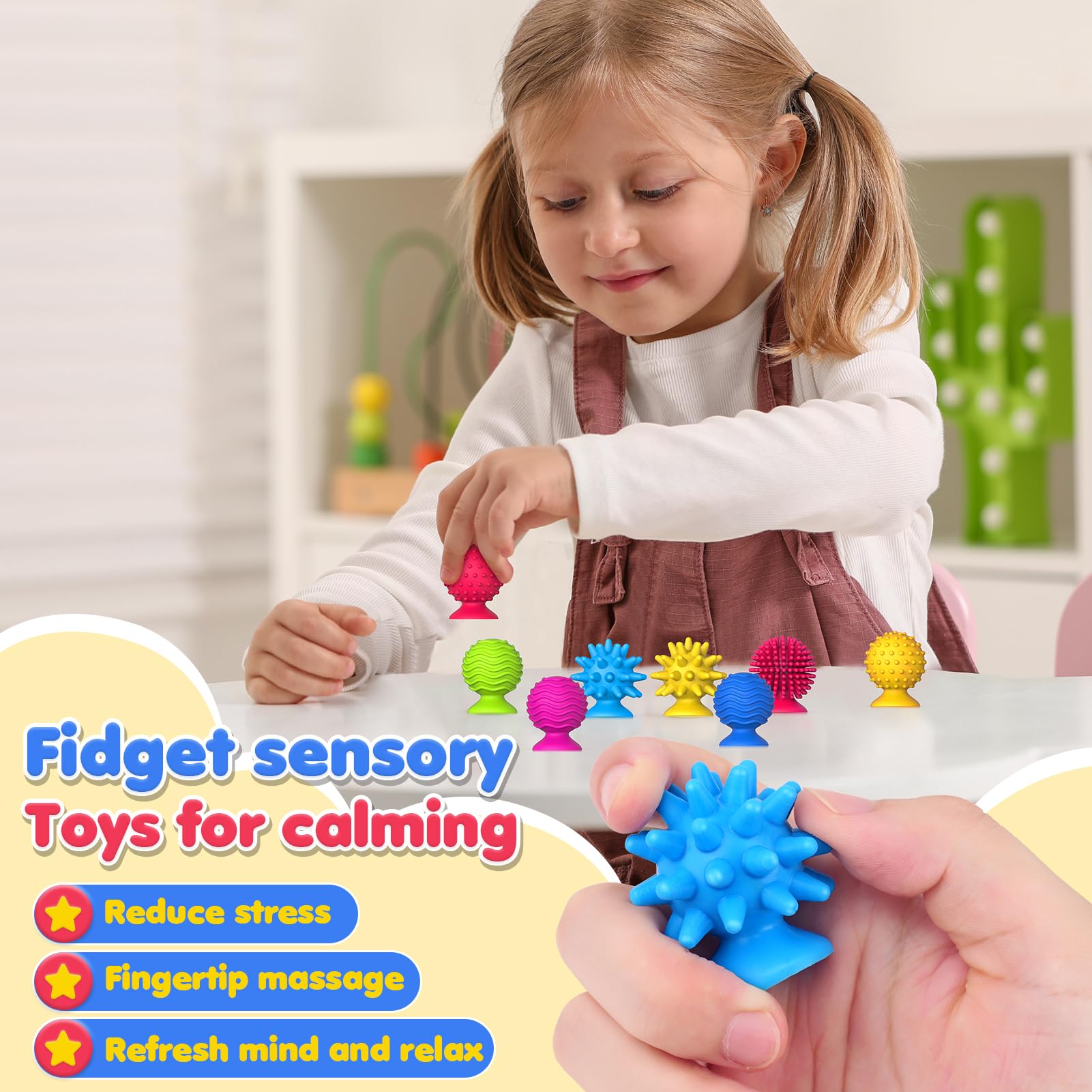 Sensory Fidget Toys Kids Adults: 16 Pack Textured Suction Toys for Autism Kids Calming - Quiet Anxiety Fidgets for Classroom Prize - Calm Down Toy for Girls Boys - Gifts Christmas Stocking Stuffers