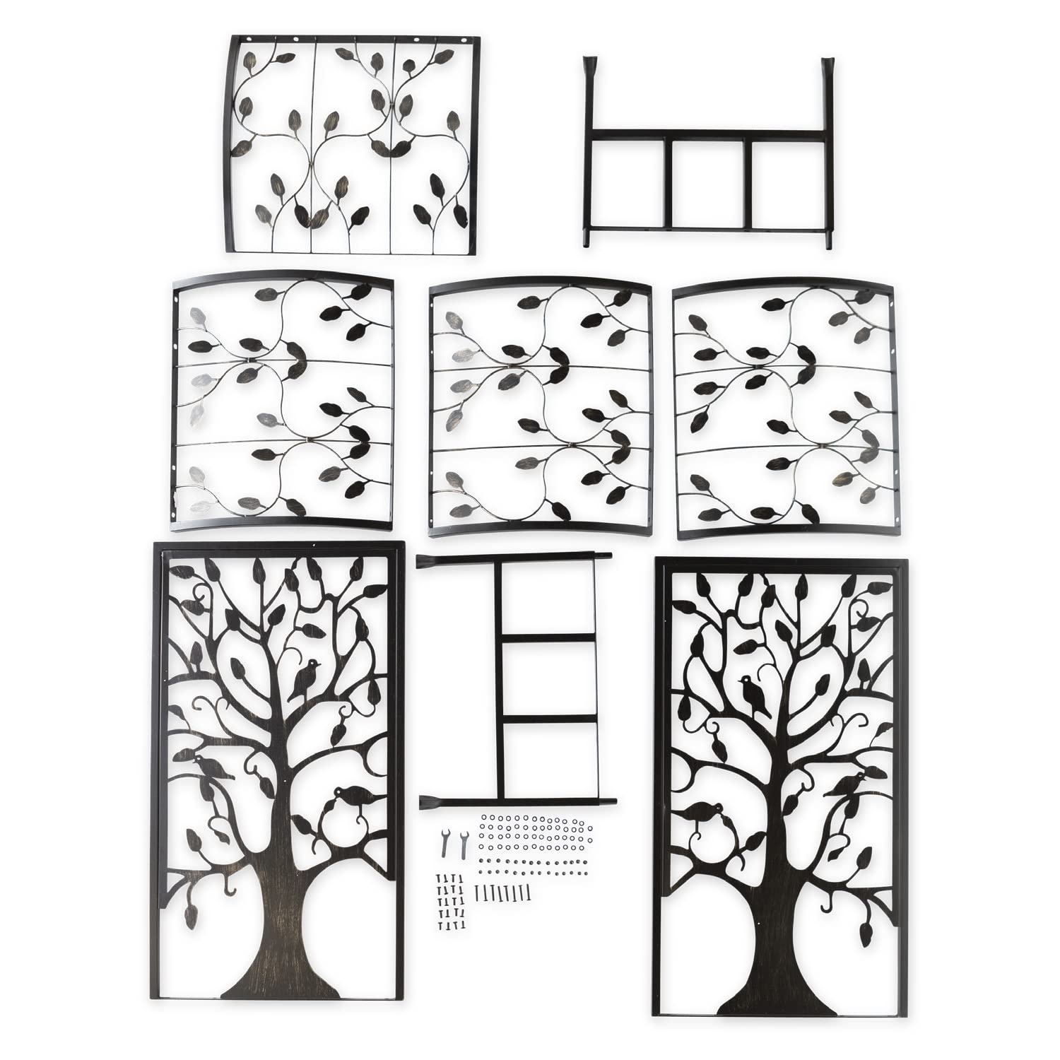 Plow & Hearth Arch Metal Outdoor Garden Arbor | Tree of Life | 7 Feet Tall | Black | Trellis Lattice for Plants | Wedding | Outdoor Patio Décor