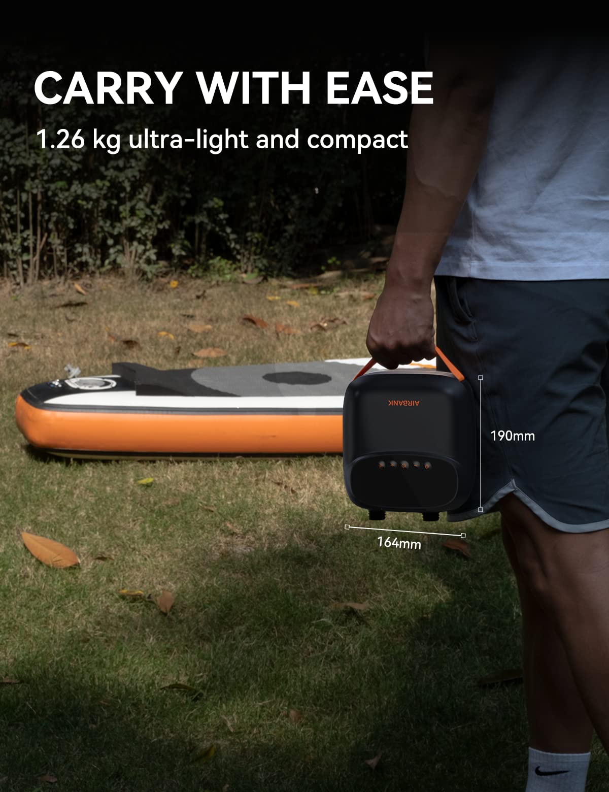 AIRBANK 20PSI Paddle Board Pump The Puffer Pro, Rechargeable SUP Pump, Dual Stage Auto Off Air Pump for Paddleboard, Kite, Tent, Mattress