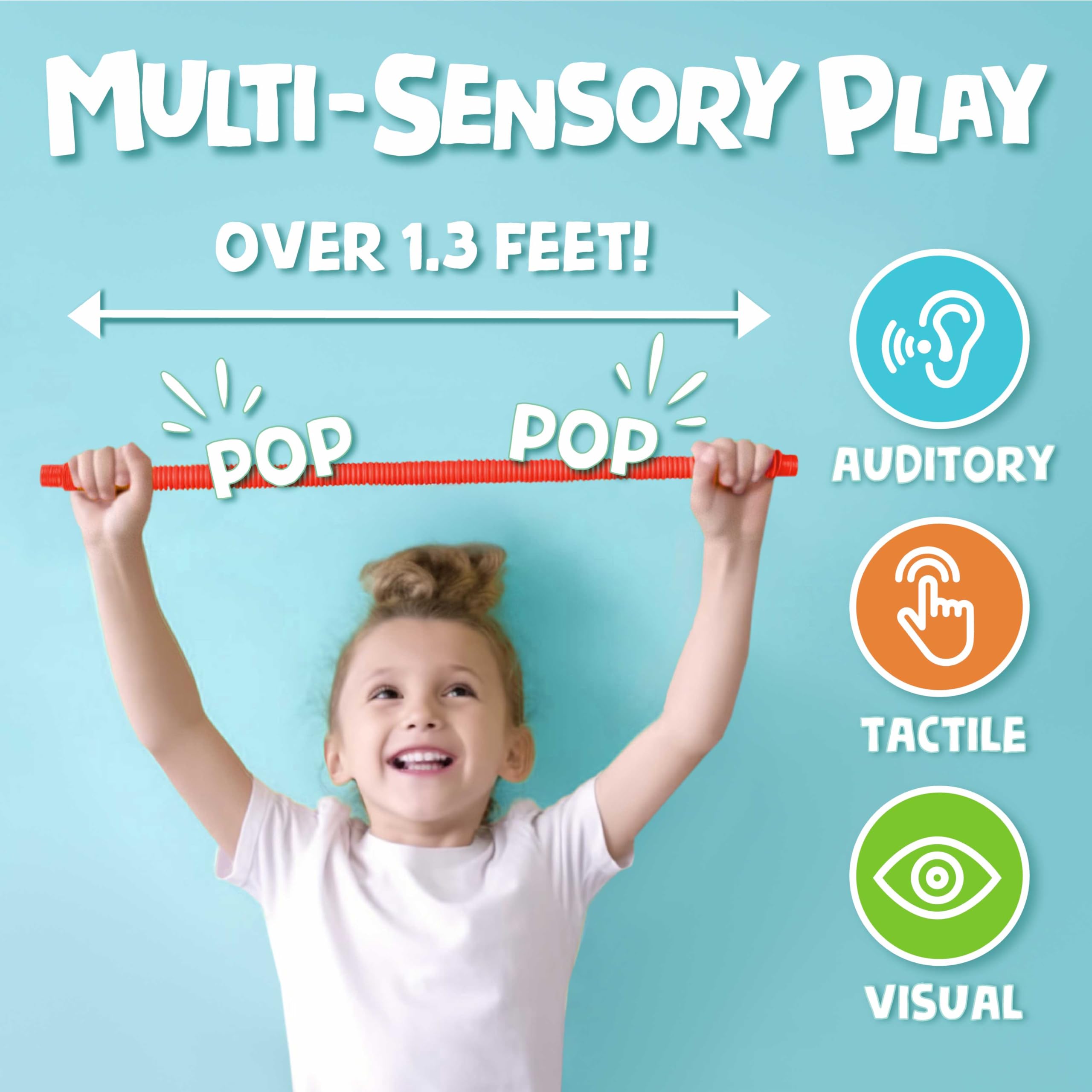 BUNMO Stocking Stuffers for Kids - Pop Tubes - Sensory Toys - Toddler Toys - Imaginative Play & Stimulating Creative Learning - Stocking Stuffers for Toddlers - 8 Pack Small