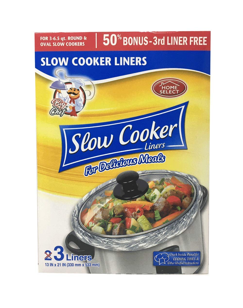 Home Select 10815-24 Slow Cooker Liners,3 quart