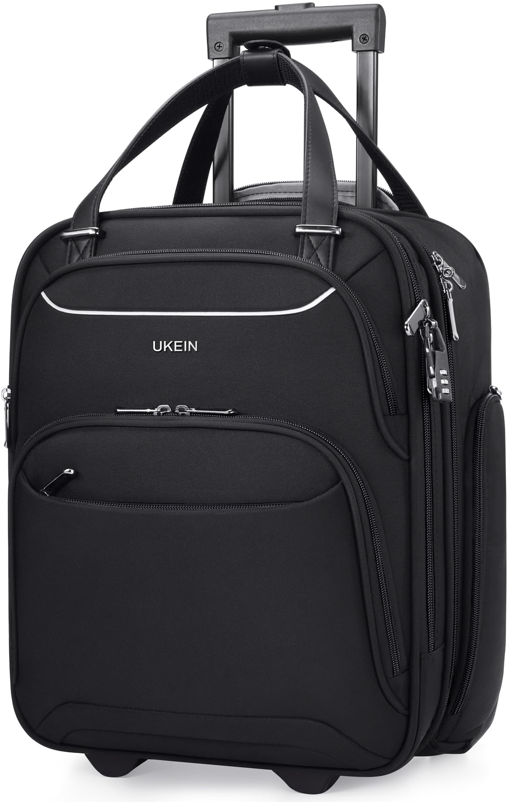 UKEIN Underseat Carry On Luggage with Wheels, 16 Inch Soft Sided Lightweight Personal Item Travel Suitcase, Rolling Carry On Travel Bag for Men & Women