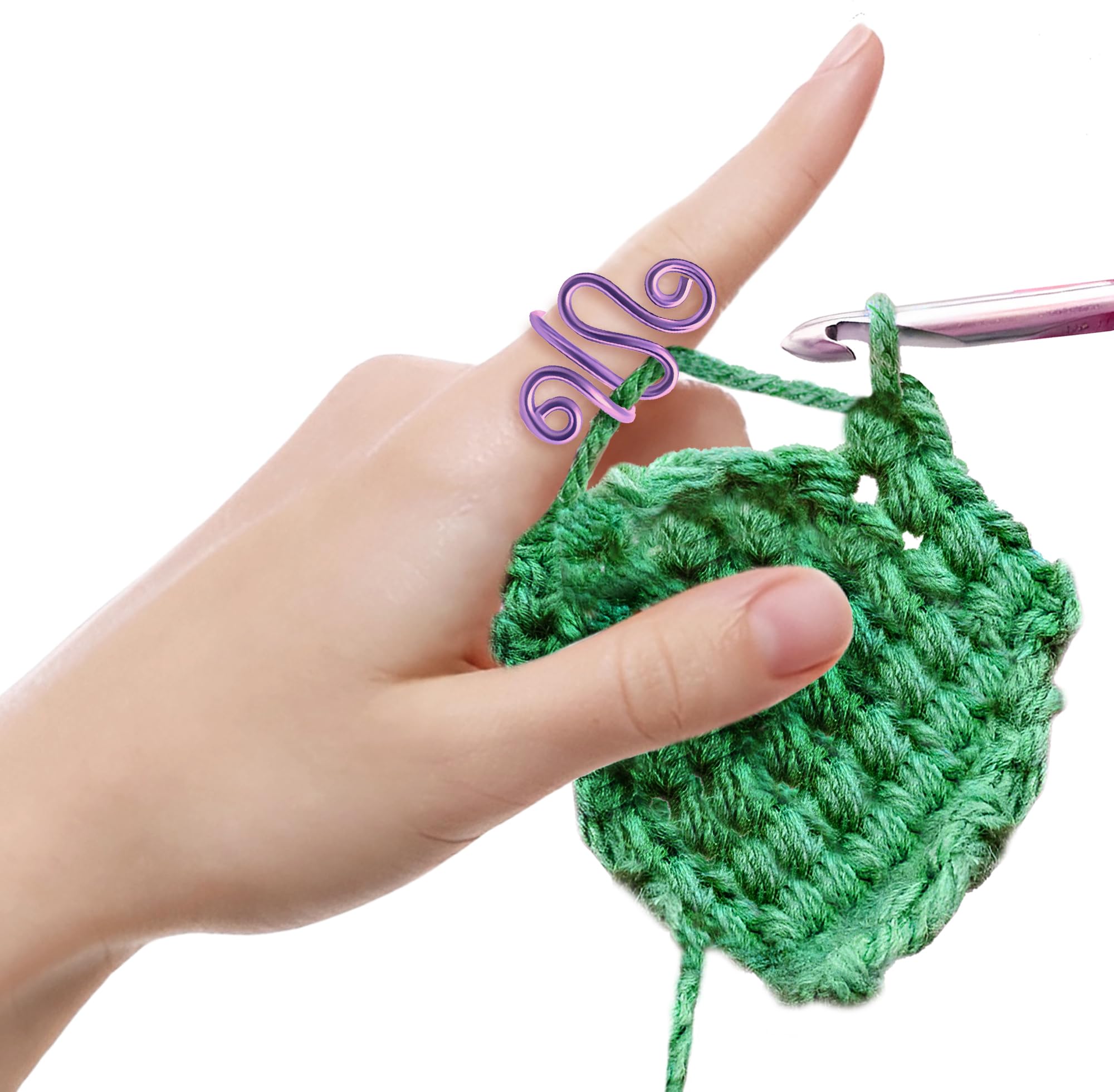 Handmade Crochet Tension Ring, Lefties & Righties Yarn Tension Control Ring, Adjustable Companion Ring, Gift for Crocheters Knitters, Mother's Day Gifts From Daughter, Son (Size 7-10, Purple)