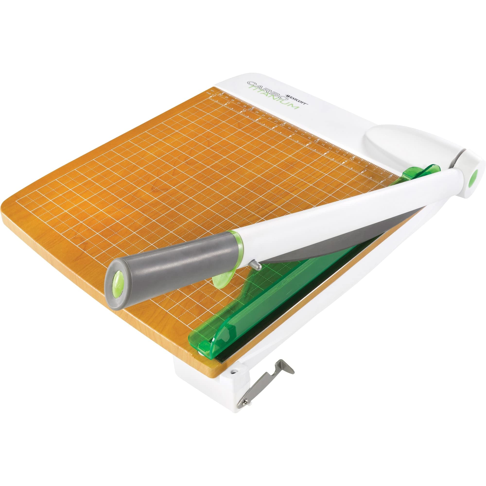 Westcott 16717 12-Inch CarboTitanium Wood Base Guillotine Paper Cutter, Multi-Paper Trimmer with 30 Sheet Capacity