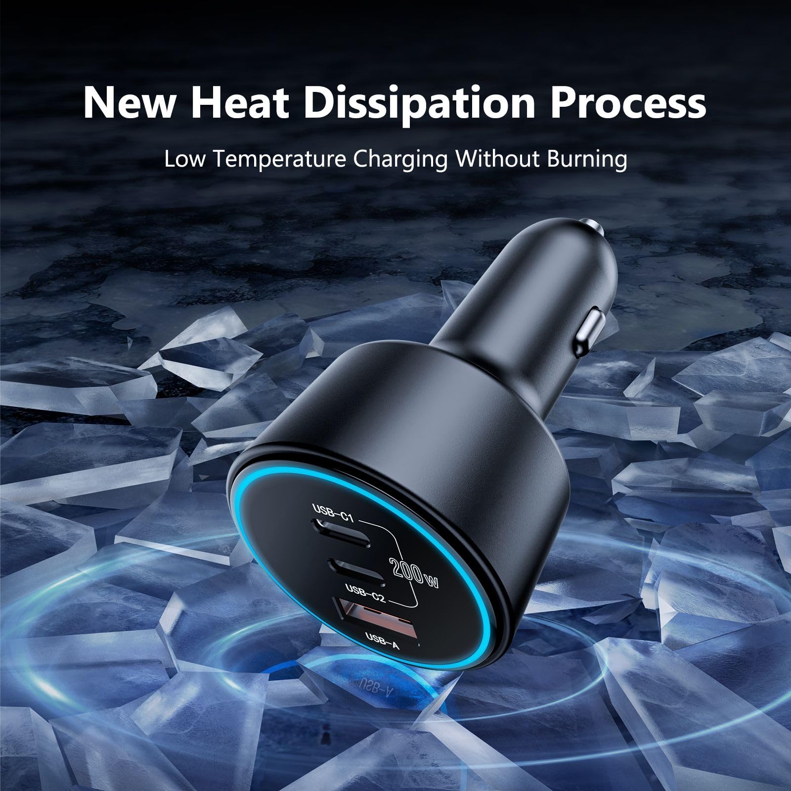 USB C Car Charger Fast Charging 200W, Dual PD 100W Type C Car Charger, PD3.0/QC4.0/PPS Cigarette Lighter Adapter for Phone 15/14/13/12, Galaxy S22/S21 Ultra, MacBook, Laptop etc