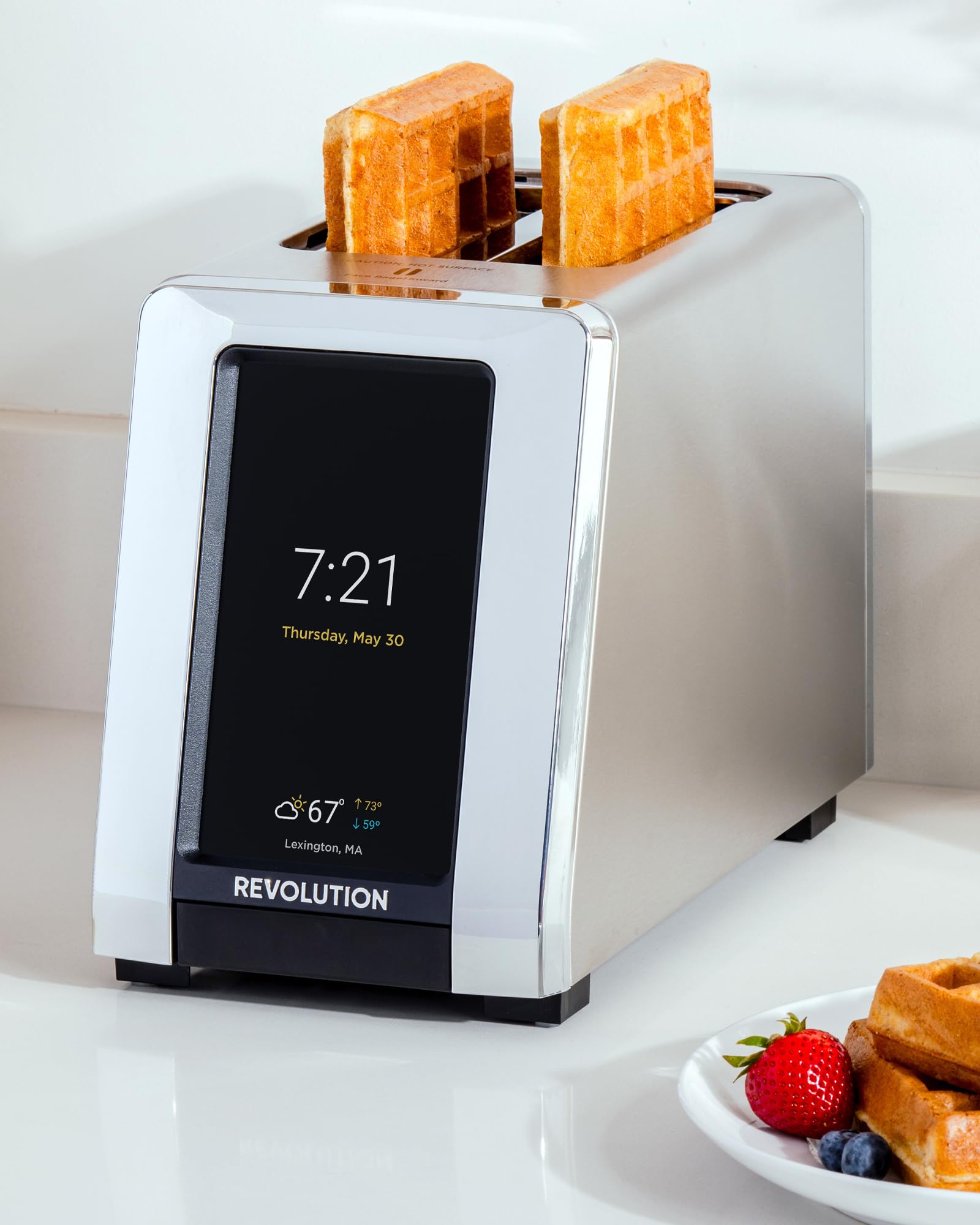 Revolution R180 Connect S High-Speed Touchscreen Toaster, 2-Slice Smart Toaster with Patented InstaGLO Technology, Wi-Fi Connectivity, Weather Widget, and Over-the-Air Updates, Stainless Steel