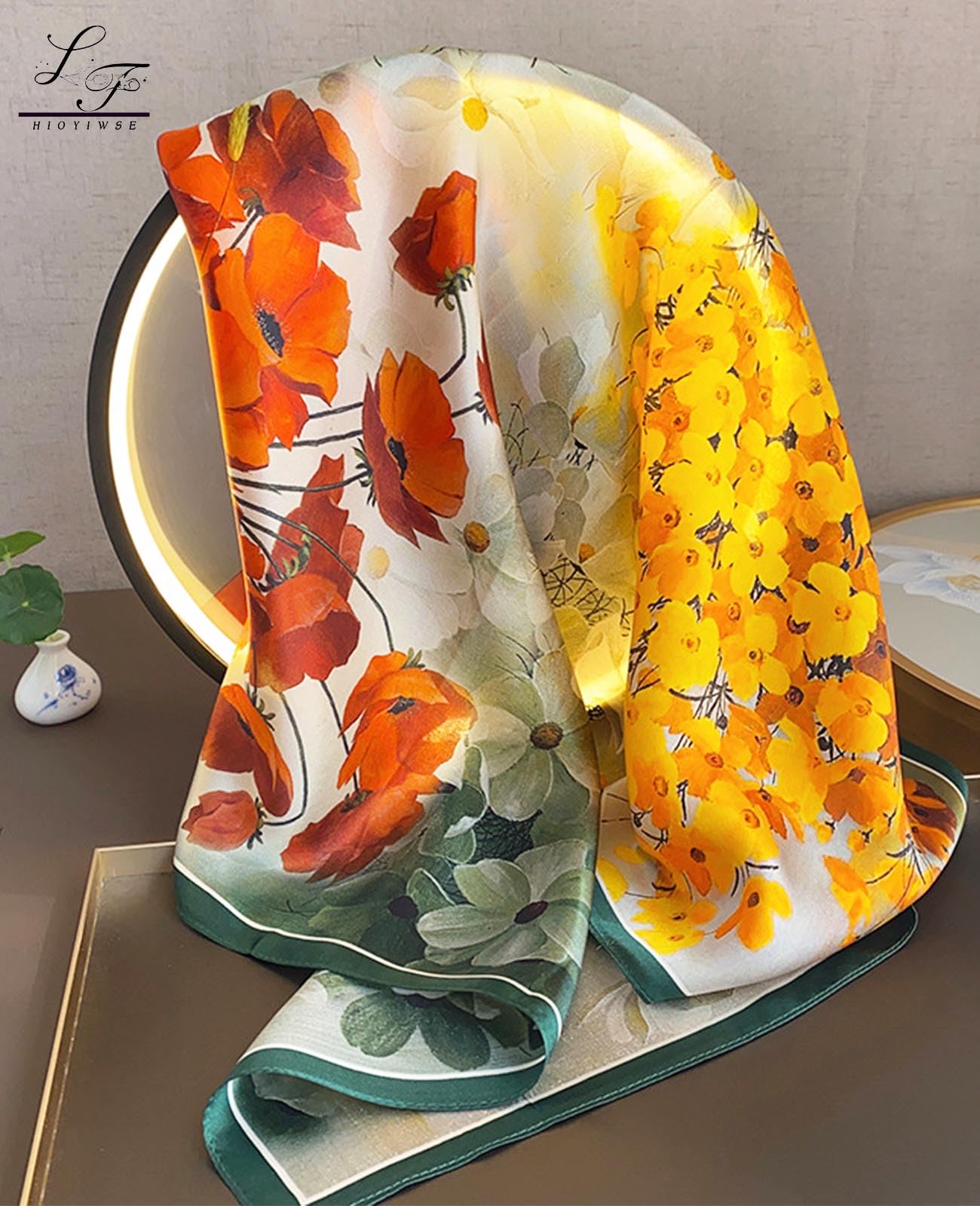 Hioyiwse Hioyiwes Head Scarf Square Silk Scarf Fashion Satin Scarf for Hair Beach Head Wraps Neck Scarf Headscarf Woman Scarf Fashion Gift A24, 27.5