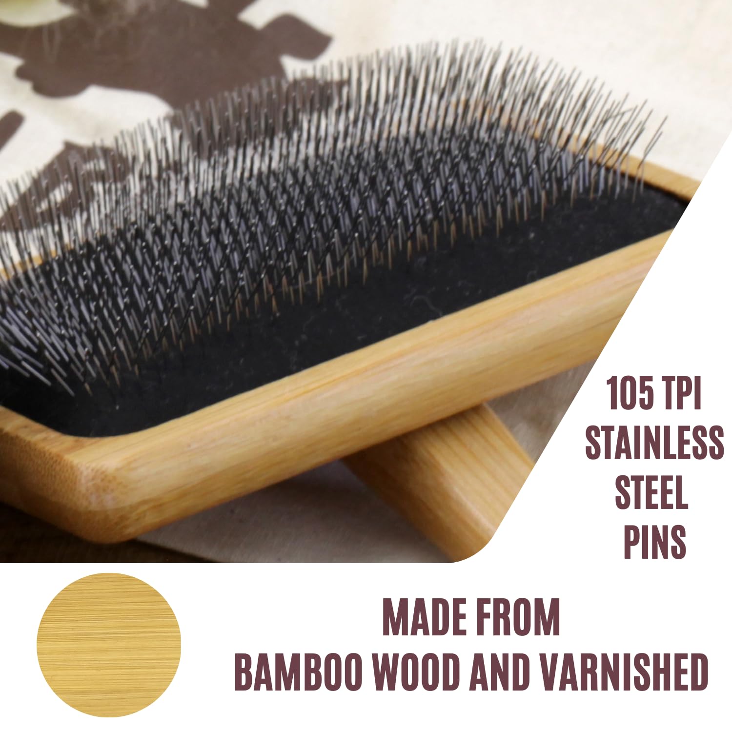 Woolbuddy Wool Carder Brush – Hand Carders for Wool, Needle Felting & Pet Grooming Tool – Fine Tooth Fiber Blending Brush with Bamboo Handle