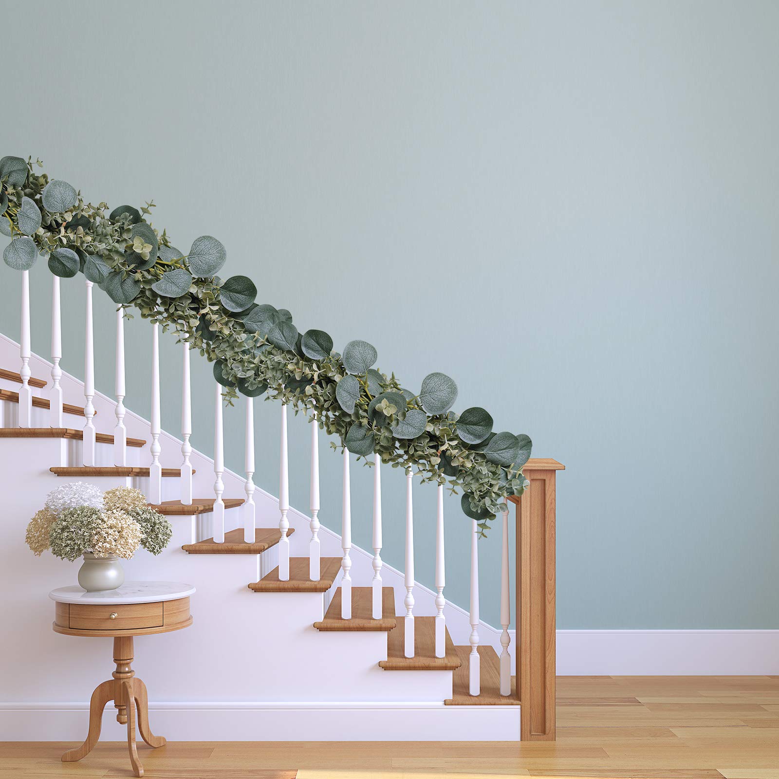 8.3' Long Faux Eucalyptus Greenery Garland - Silver Dollar Eucalyptus for Wedding Arch, Swag, Backdrop, Doorways, Mantel, Table Runner - Indoor/Outdoor