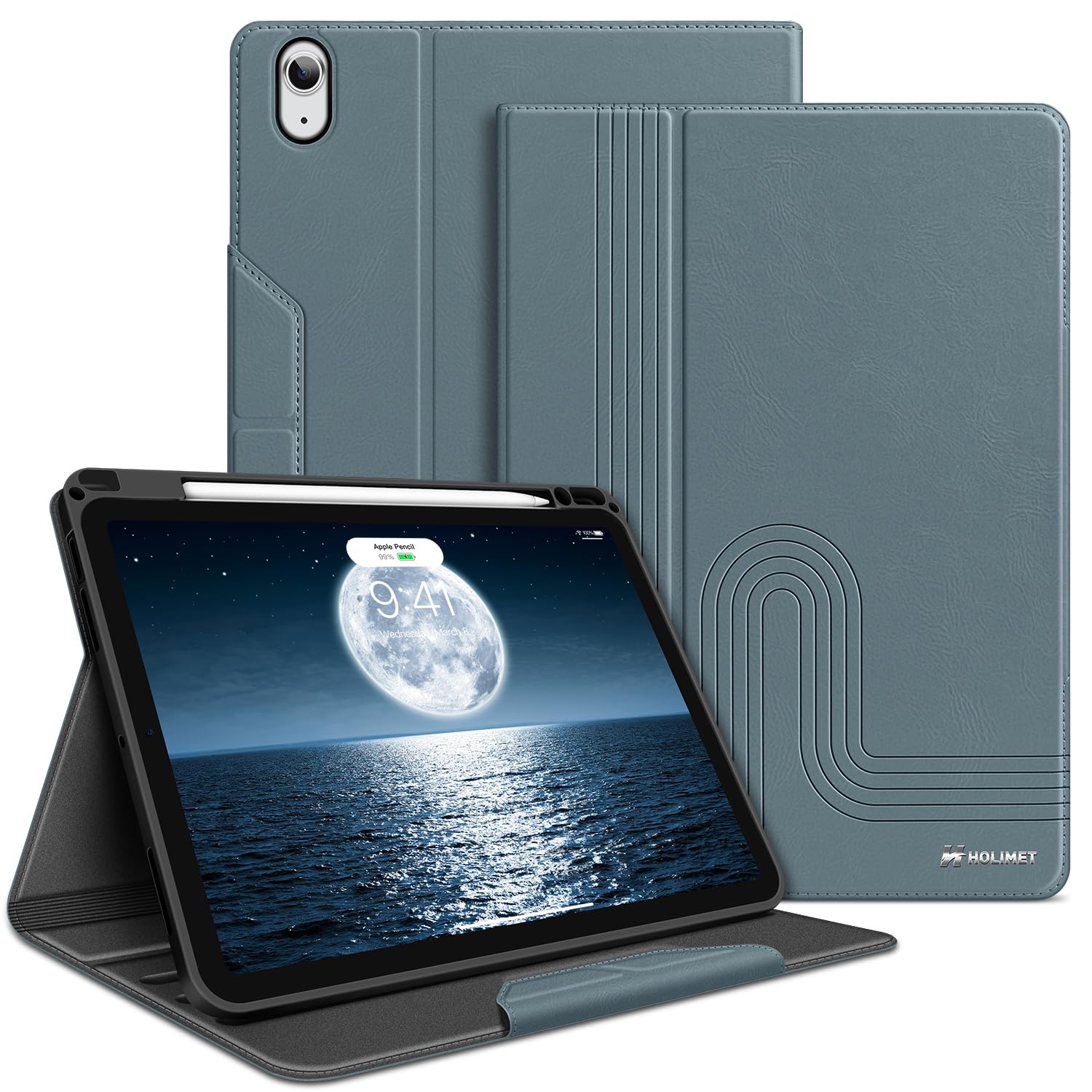 Case for iPad Air 11 inch (M2) 2024, iPad Air 5th Generation 2022 & iPad Air 4th Generation 2020 10.9" with Pencil Holder Soft Back Shockproof Protective Cover Vegan Leather