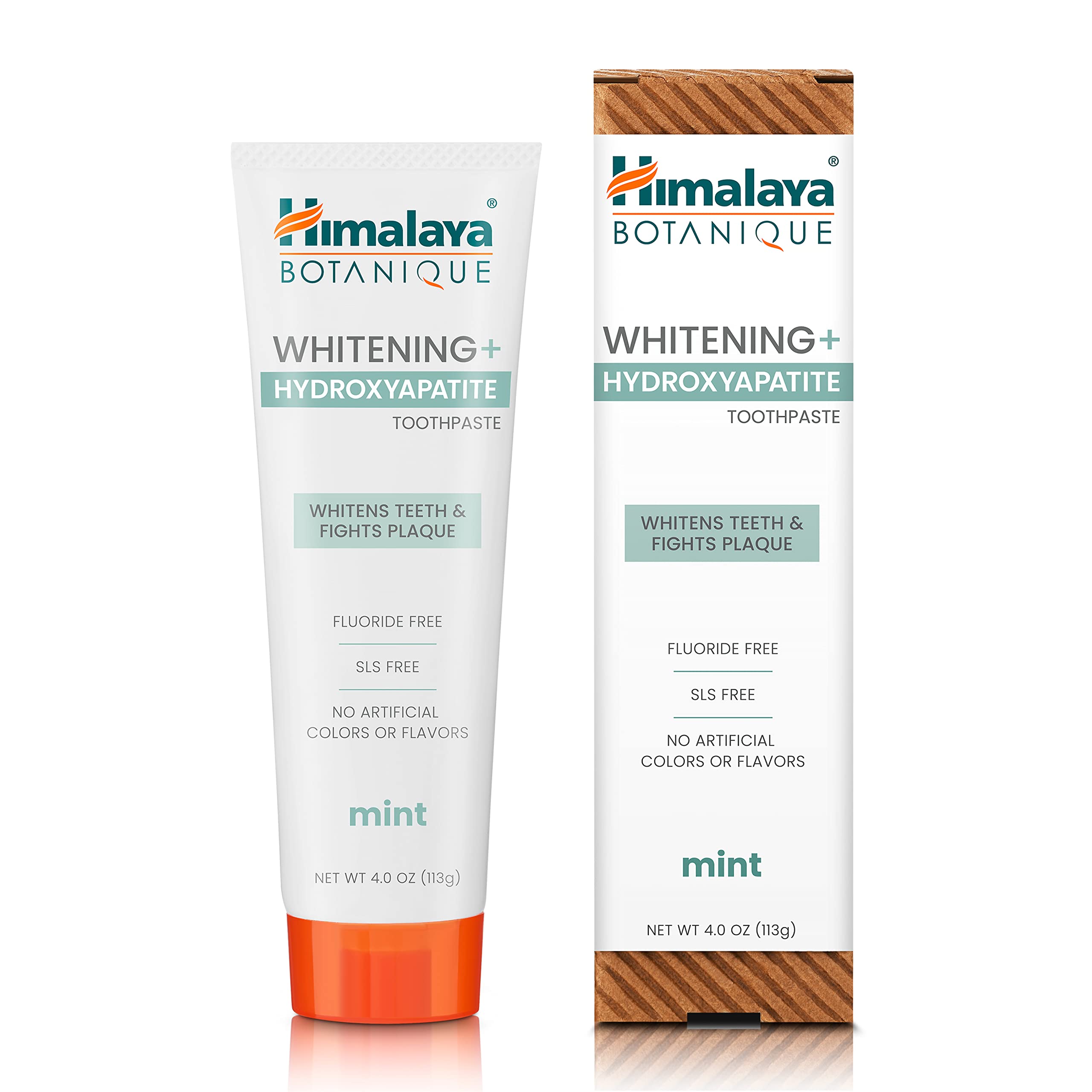 Himalaya Botanique Whitening + Hydroxyapatite Toothpaste for Whiter Teeth & Fresher Breath with Hydroxyapatite Support & Mint Flavor, Fluoride-Free, SLS Free, & Vegan, 4.0 oz (113g)…