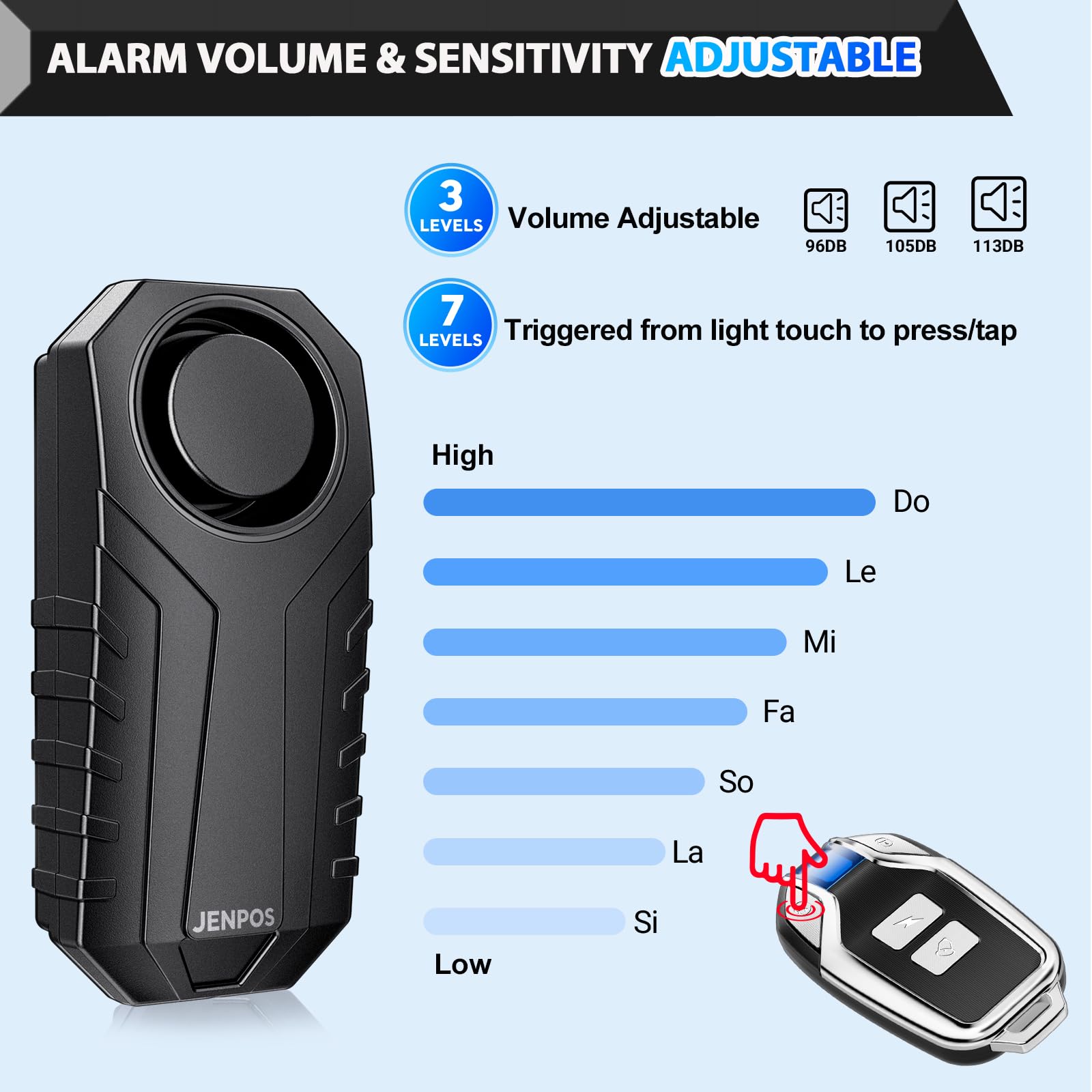 Bike Alarm, 113dB Loud Waterproof Wireless E-Bike Motorcycle Alarm with Remote, Anti-Theft Vibration Motion Sensor Multipurpose Security Alarm System, Ebike Accessories