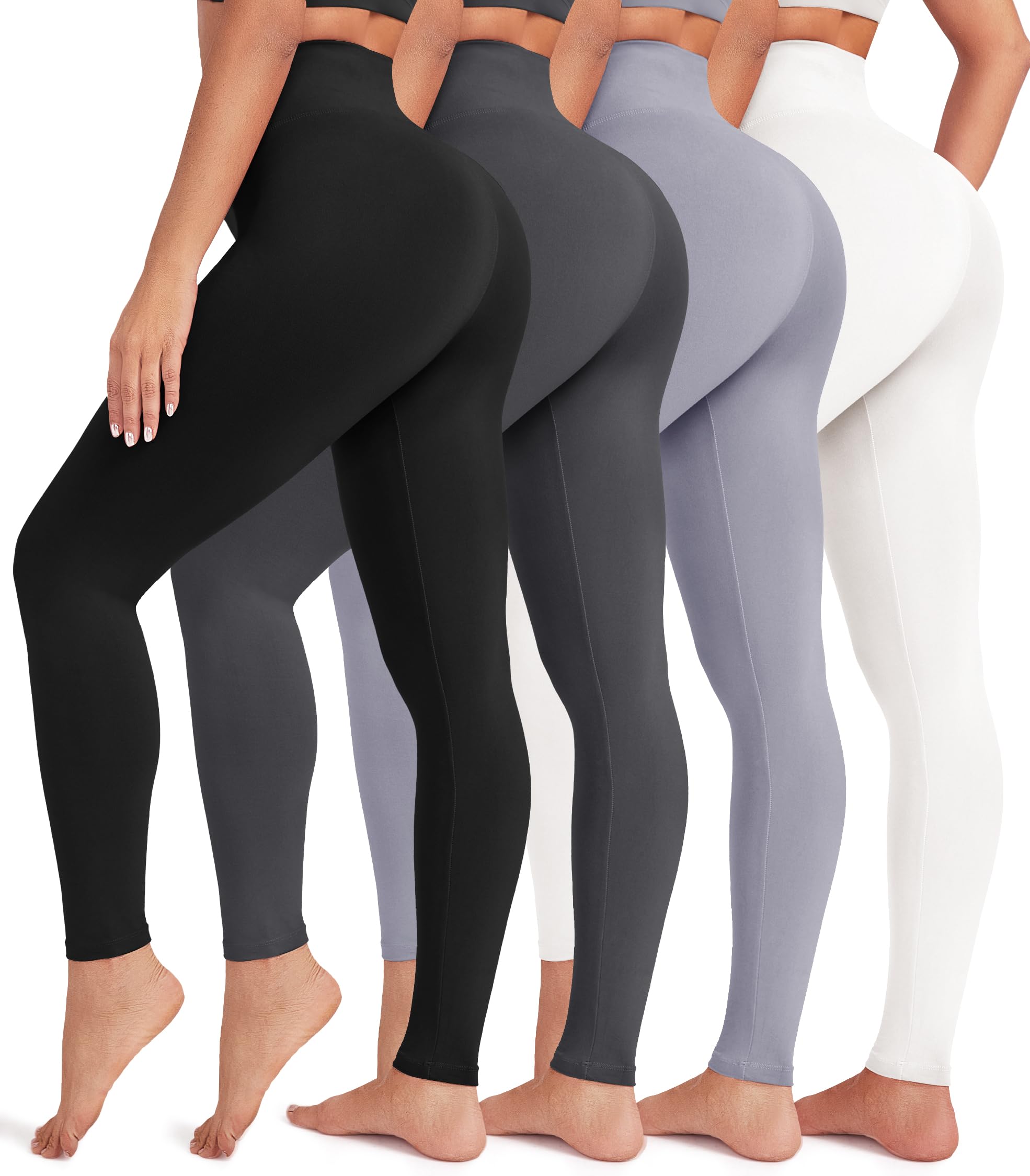 VALANDY Creamlush 4 Pack Leggings for Women-High Waisted Tummy Control Ultra Soft Yoga Pants