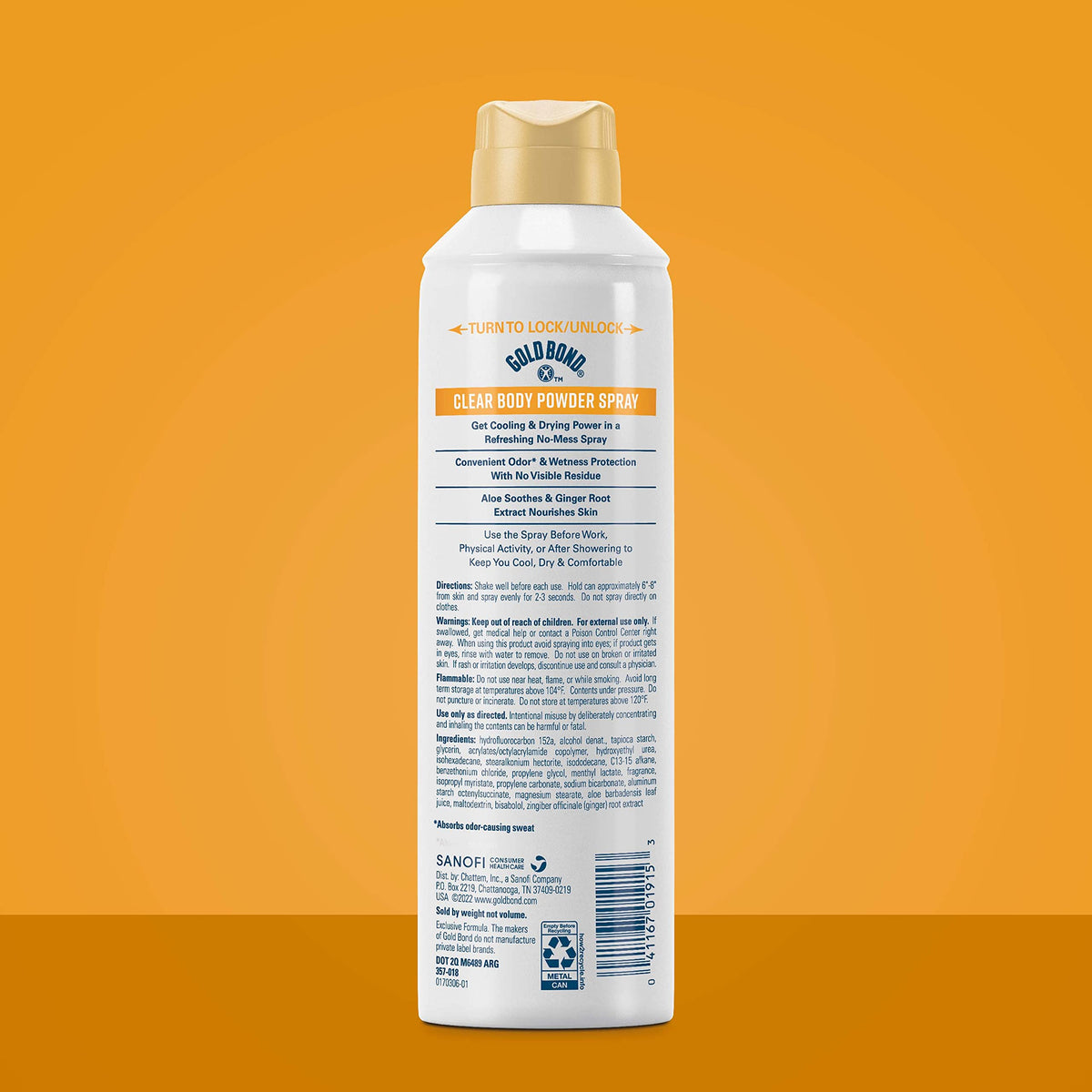 Gold Bond No Mess Clear Invisible Body Powder Spray, 7 oz., Absorbs Odor-Causing Sweat