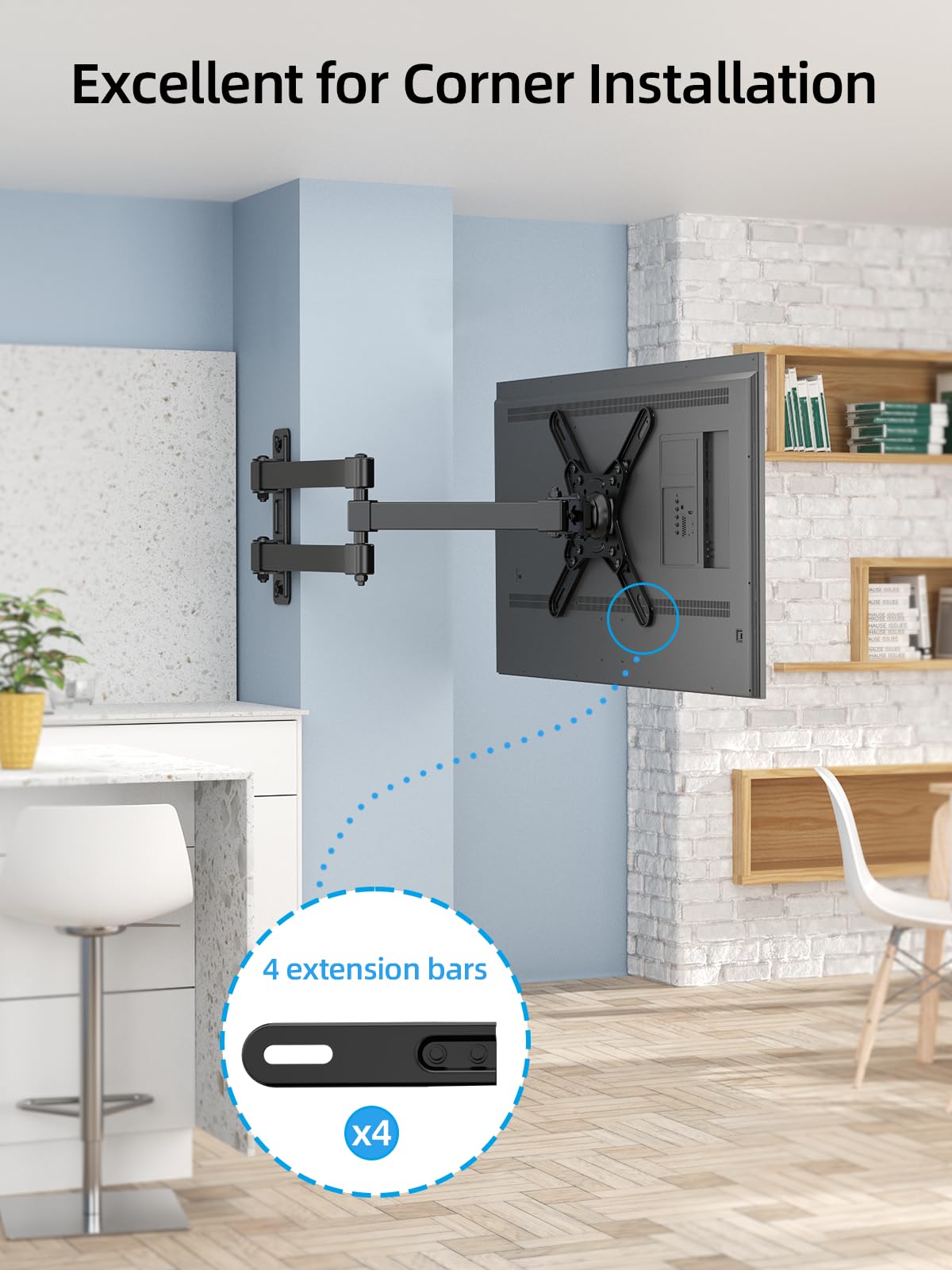 HOME VISION Full Motion TV Wall Mount, [360° Rotation] [180° Swivel] [21.9" Extend Arm] TV Mount for 17-42inch Flat Curved Screen TV, Monitor Wall Mount TV Bracket, Max VESA 200x200mm, up to 33 Lbs
