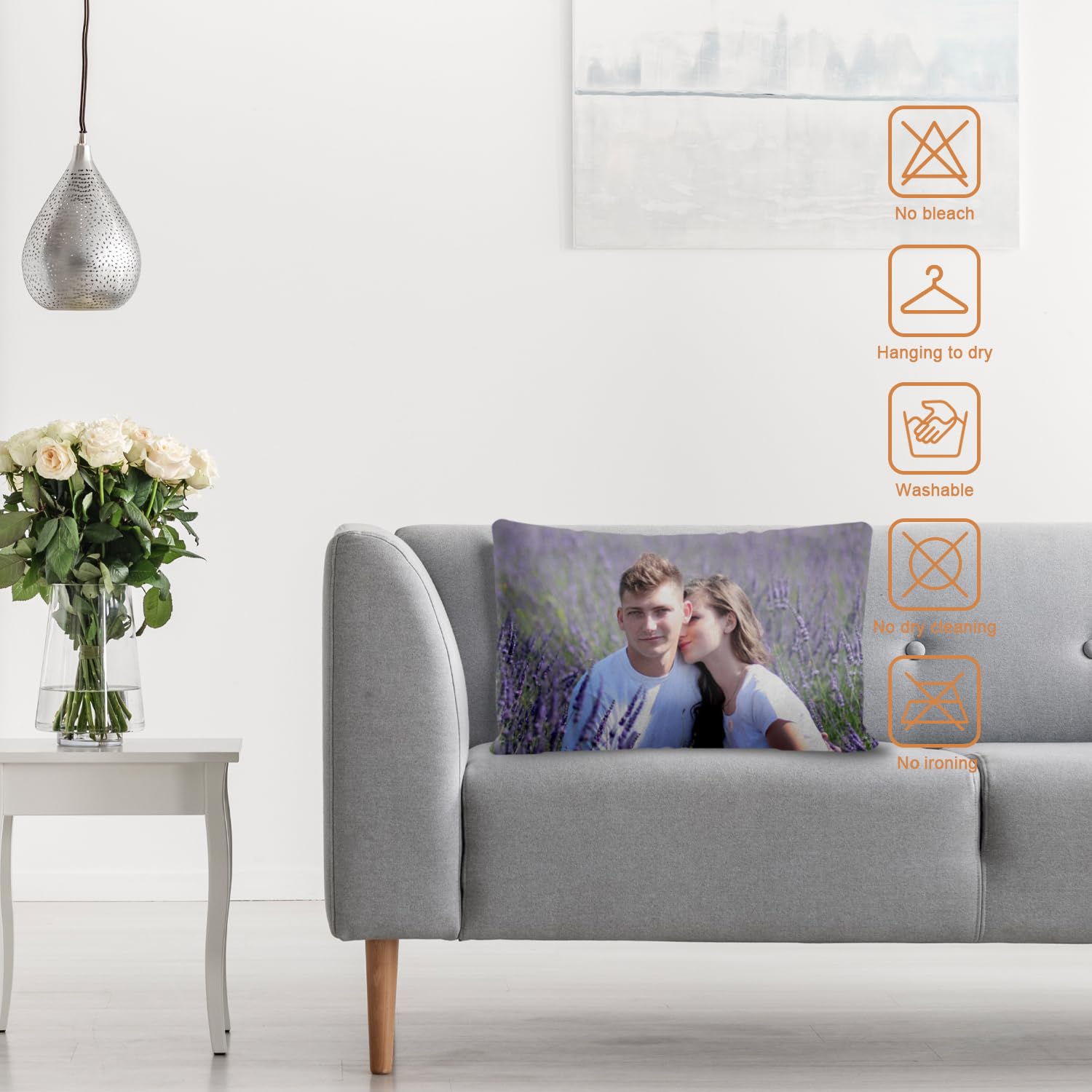 GagetElec Custom Pillows with Picture (16 Inch X 24 Inch Optional Pillow Insert) Personalized Couple Photo PillowCover,Optional Two-Sides Design Printed,Custom Gifts for Couples,Mother,Father