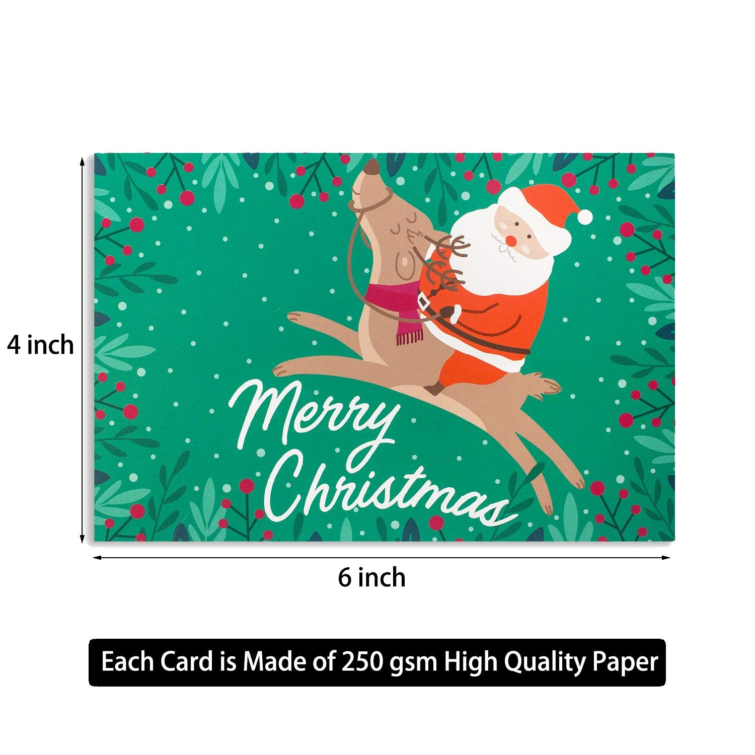 24 Cute Christmas Cards Assorted - Joyful Christmas Greeting Cards in 24 Unique Designs -Happy Holiday Cards- Family Christmas Cards- Bulk Assorted Christmas Cards with Envelopes, 4 x 6 Inches