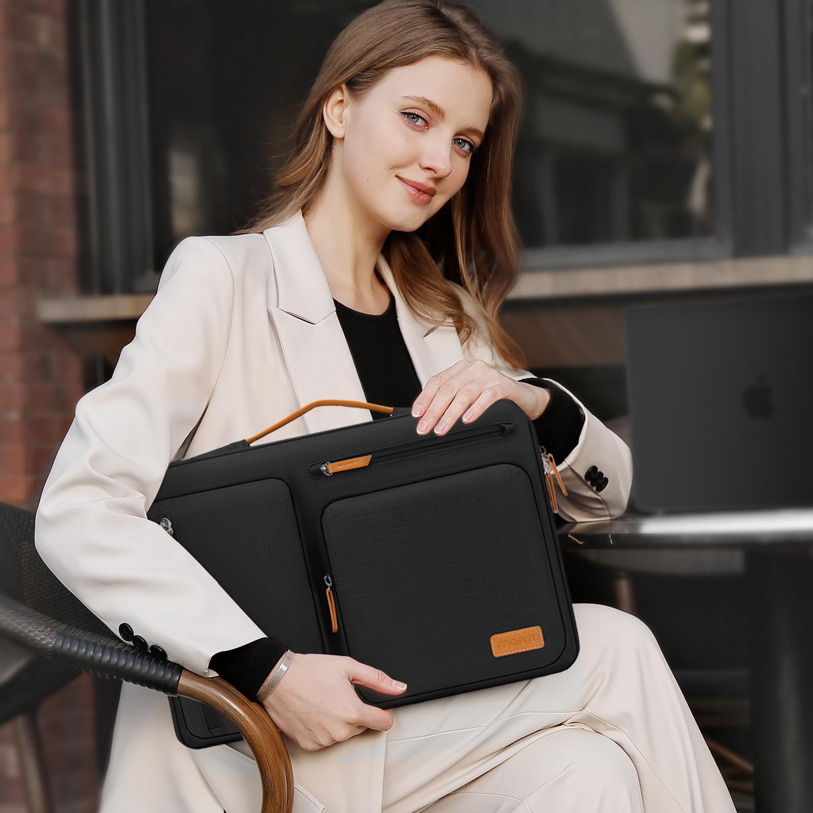 MOSISO 360 Protective Laptop Case 16 inch, 15-15.6 inch Laptop Sleeve Compatible with MacBook Pro 16, HP Acer Dell Lenovo ASUS, Side Open Carrying Case with 4 Zipper Pockets&Handle, Black