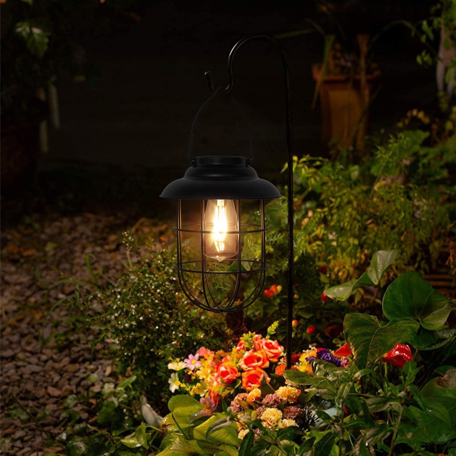 Lifoberstar Solar Lantern Hanging Solar Lights for Outside Waterproof Outdoor Hanging Decorative Metal Solar Lamp Garden Yard Patio Pathway Farmhouse Decor, Warm Light