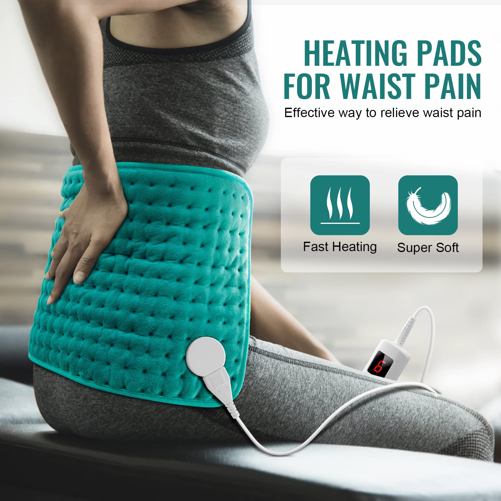 Electric Heating Pads for Back Neck Shoulder Pain Relief, Gifts for Women, Men, Mom, Dad, Christmas, Mothers Day, Fathers Day with Auto Shut Off & 6 Heat Settings, Moist Dry Heat Options