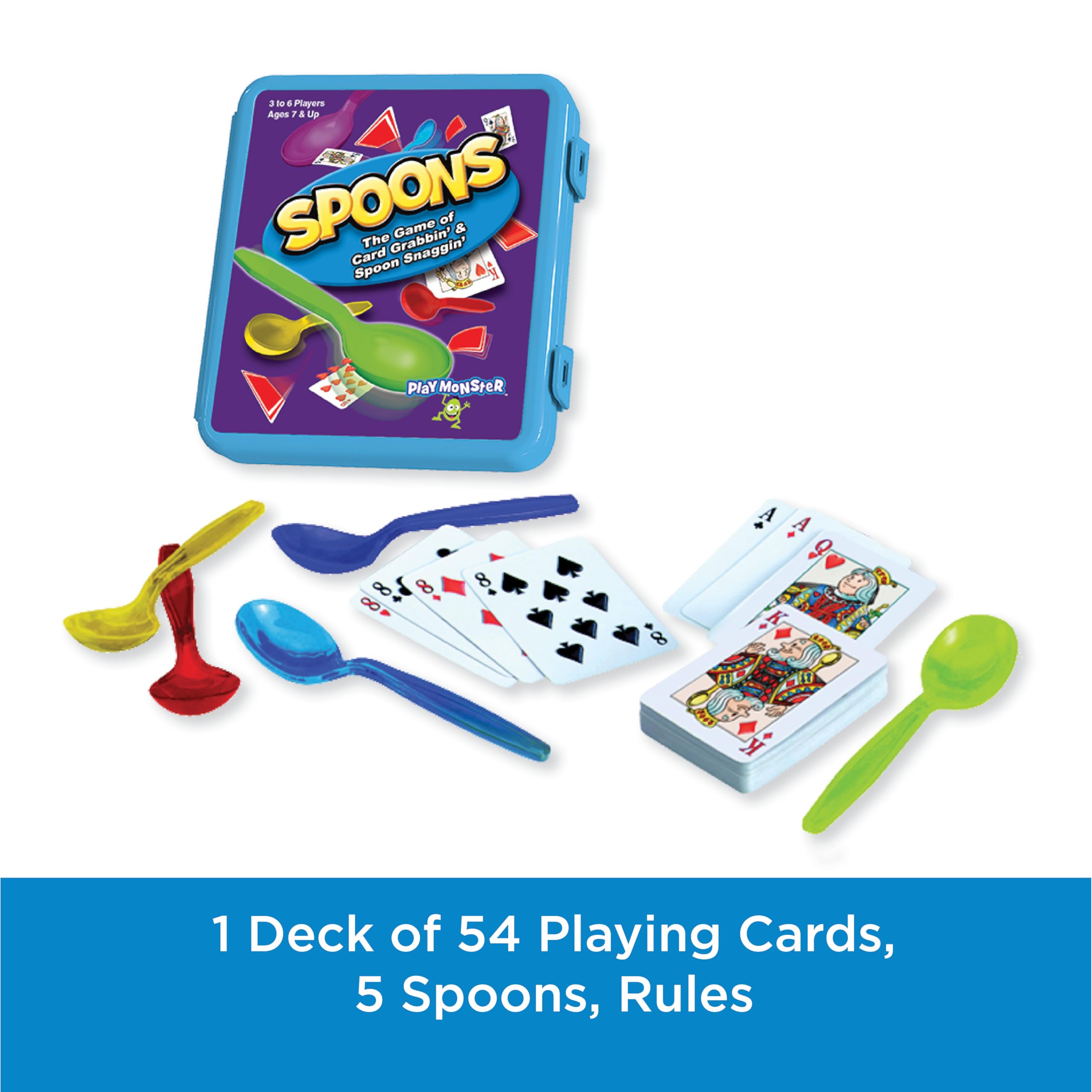 Spoons in a Case, Card Games for Kids - Spoons Game, Deck of Cards, Fun Family Games for Kids and Adults, Playing Cards, Game Night, Travel Games, 3-6 Multi-Player Card Game, Games for Adults, Ages 7+