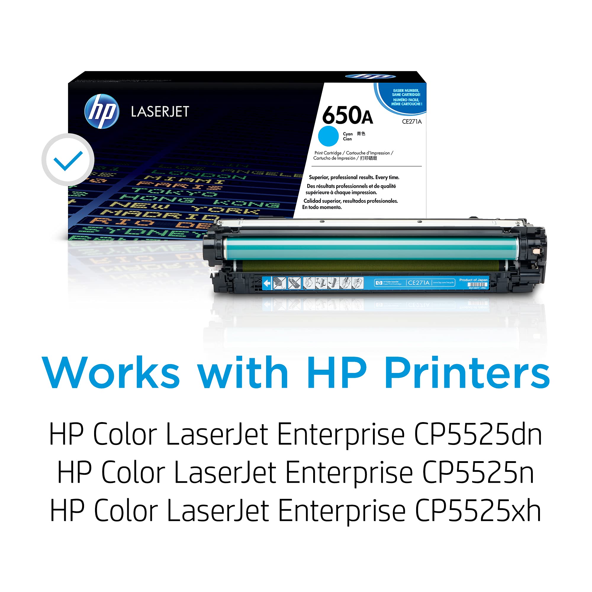 HP 650A Cyan Toner Cartridge | Works with HP Color LaserJet Enterprise CP5525 Series | CE271A