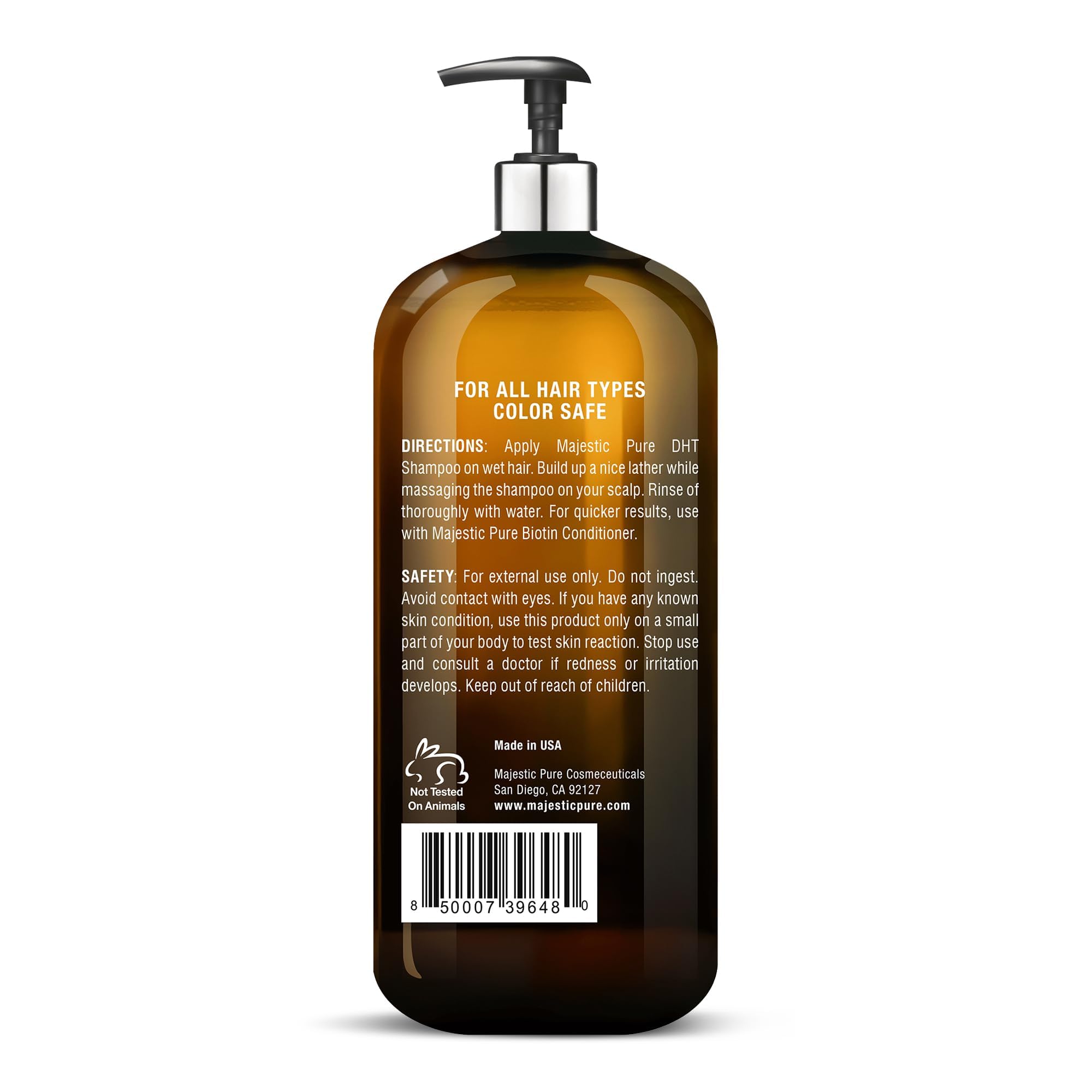 Majestic Pure Biotin Shampoo - Volumizing Shampoo for Hair Loss - with DHT-3 Blocker - Hydrating & Nourishing - Sulfate Free, for Men & Women - Thin Hair Shampoo - 16 fl oz