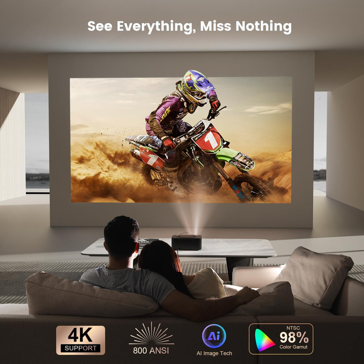 [Netflix-Licensed/Dolby Audio]Outdoor-Projector 4K with Wifi 6 and Bluetooth,ONOAYO 800ANSI Native 1080P Portable Projector,Built-in Netflix/YouTube/PrimeVideo, Electric Focus Keystone Smart Projector