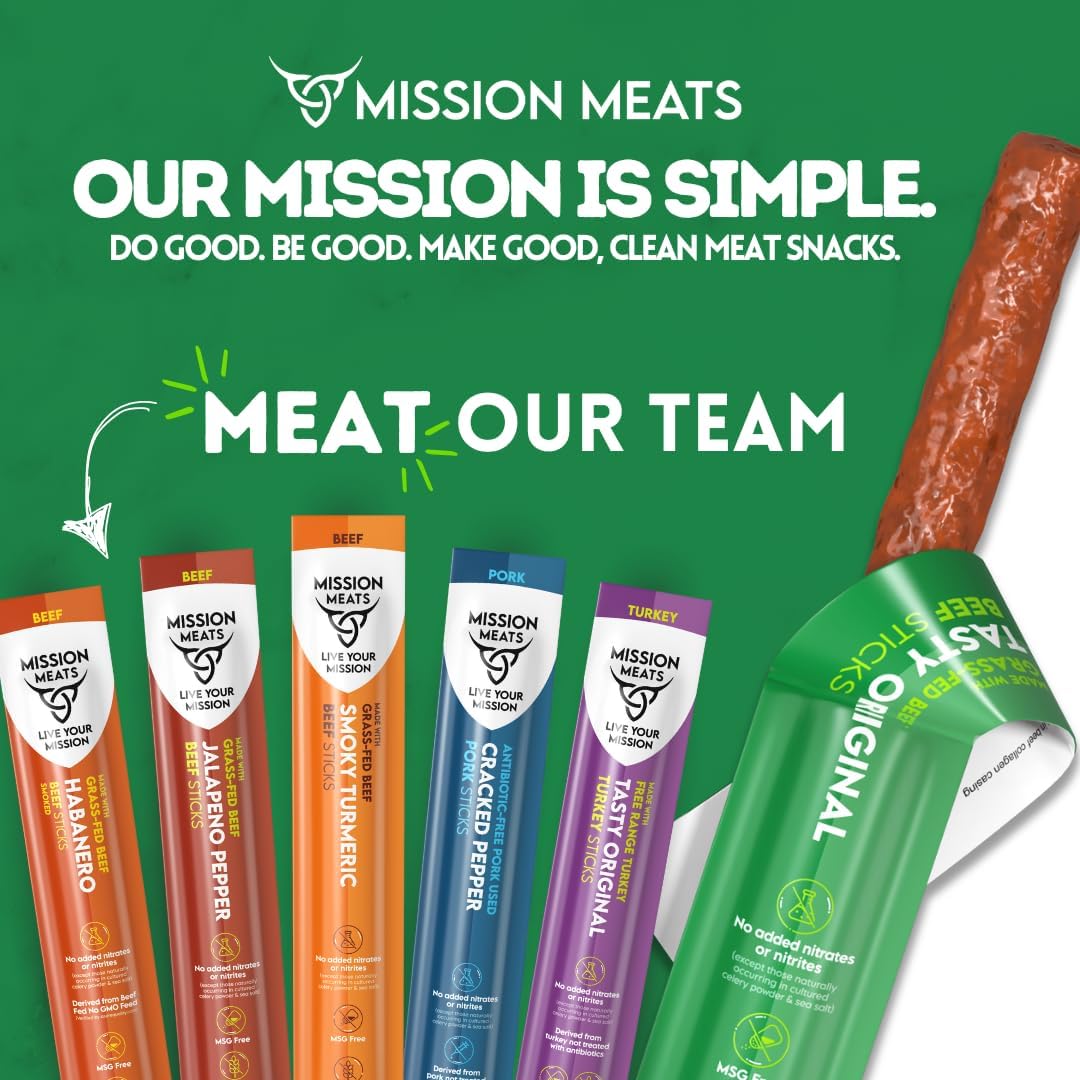 Mission Meats Kids Beef Sticks – 100% Grass Fed Mini Beef Sticks, Kids Lunch Snacks & Toddler Snacks, Non-GMO, Kids Meat Snacks, Allergen Free, Gluten Free Snacks, 0.5oz (Original, Pack of 24)