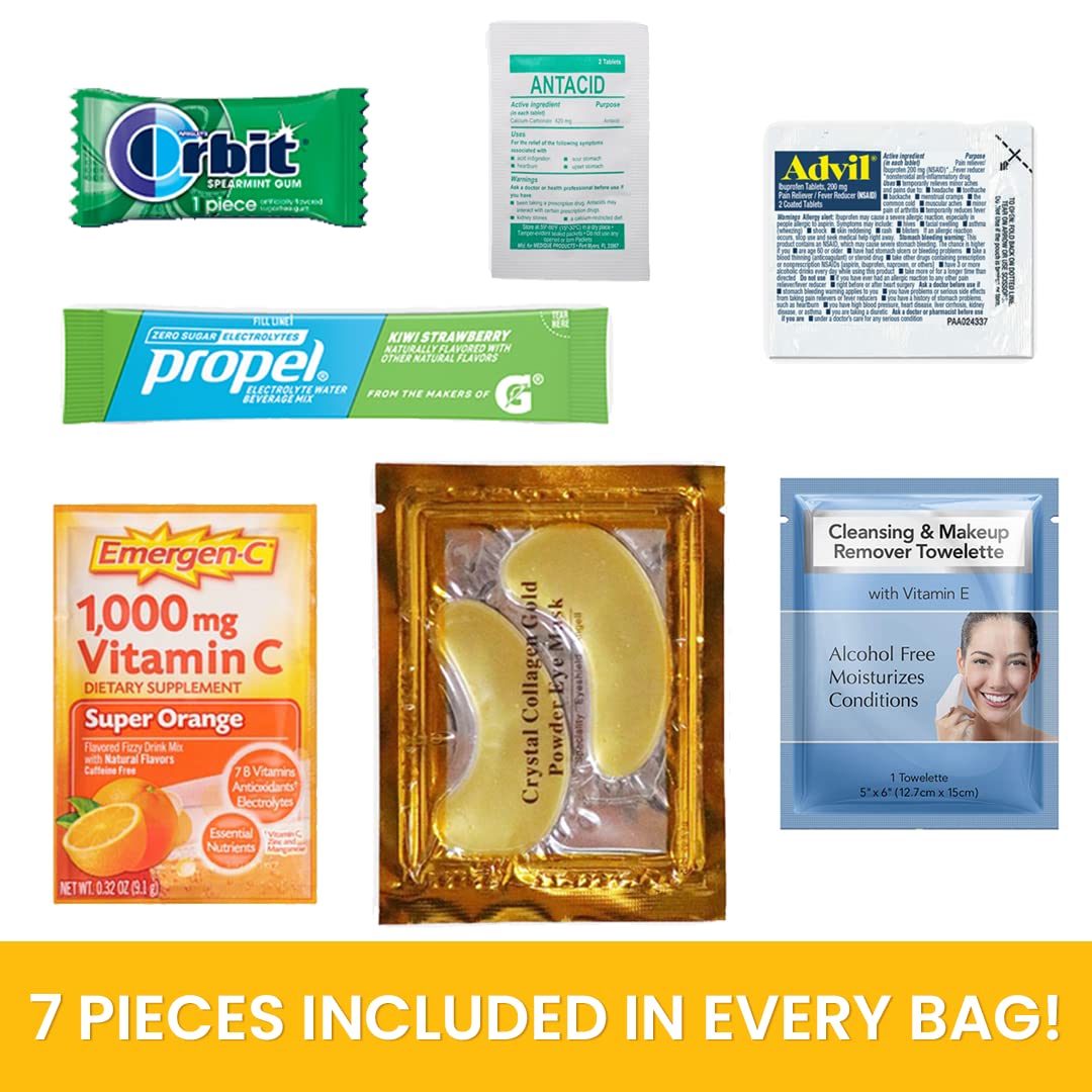 Real Vitamins 10 Pre-Filled Hangover Kits for Bachelorette Party Favors, Birthdays & Wedding Party Favors | The Rally Bag 70 Pcs Bulk Hangover Kit Supplies (10 Kits)