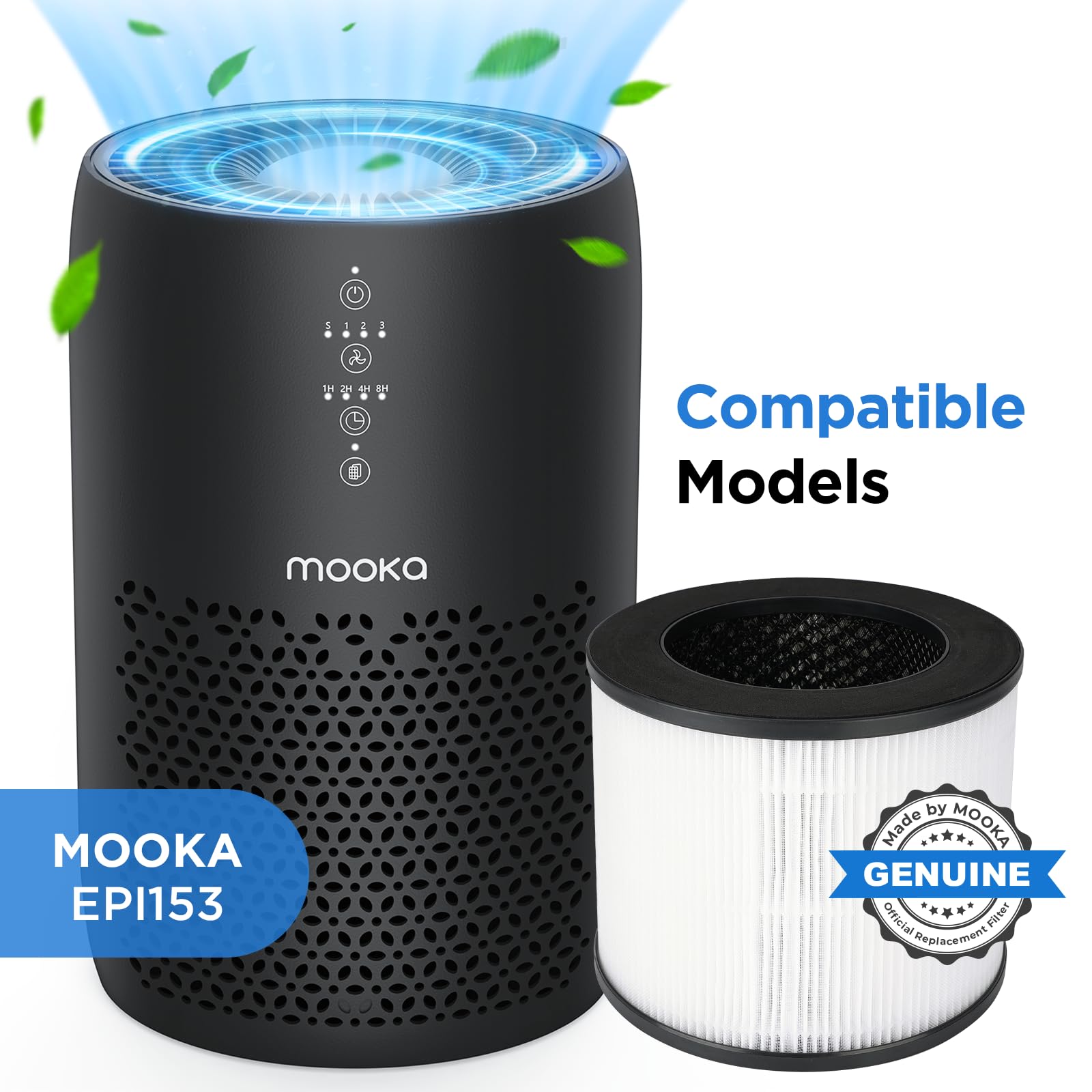 MOOKA Official Certified H13 True HEPA Replacement Filter Compatible with EPI153 Air Purifier