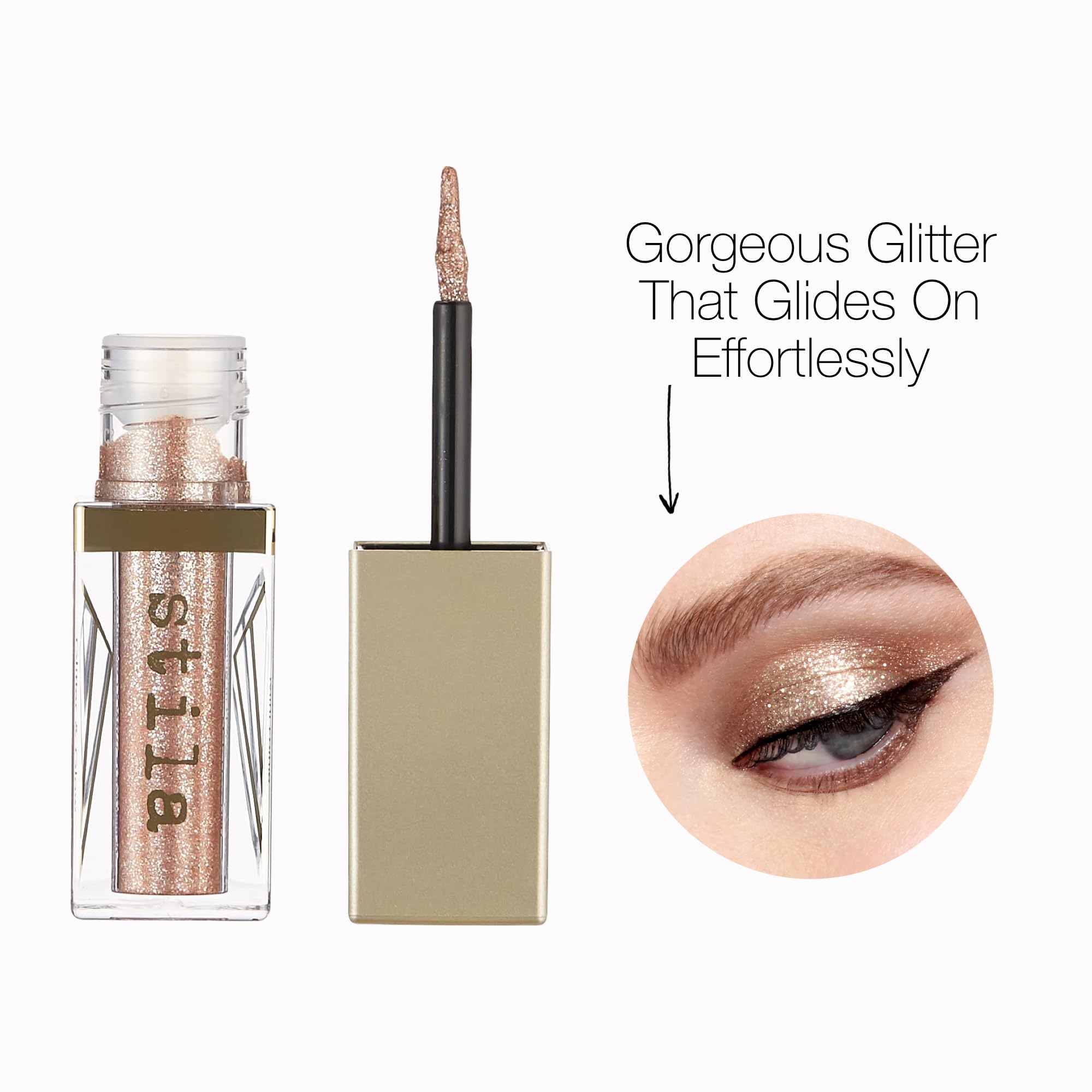 Stila Magnificent Metals Glitter And Glow Liquid Eye Shadow, Long Lasting Sparkle, Quick-Drying Eye Makeup, Lightweight Water Base, Kitten Karma - Mini Tip