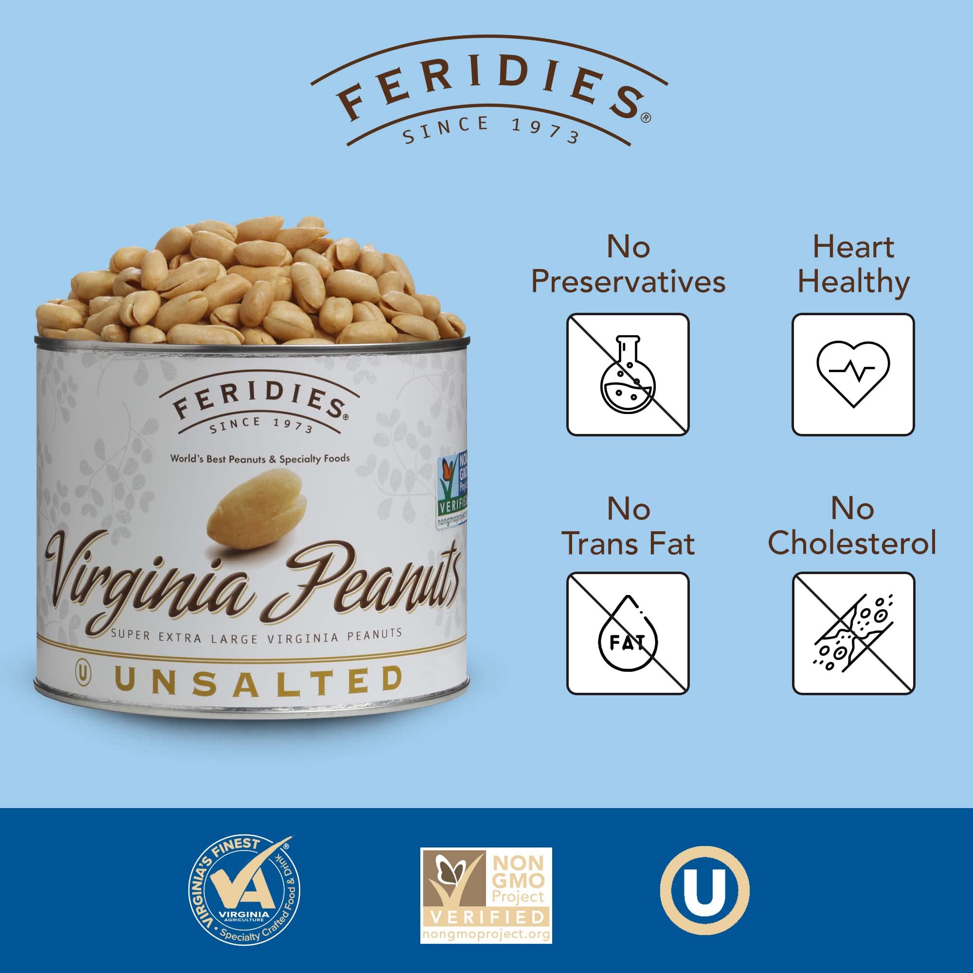 36 oz Can Unsalted Virginia Peanuts