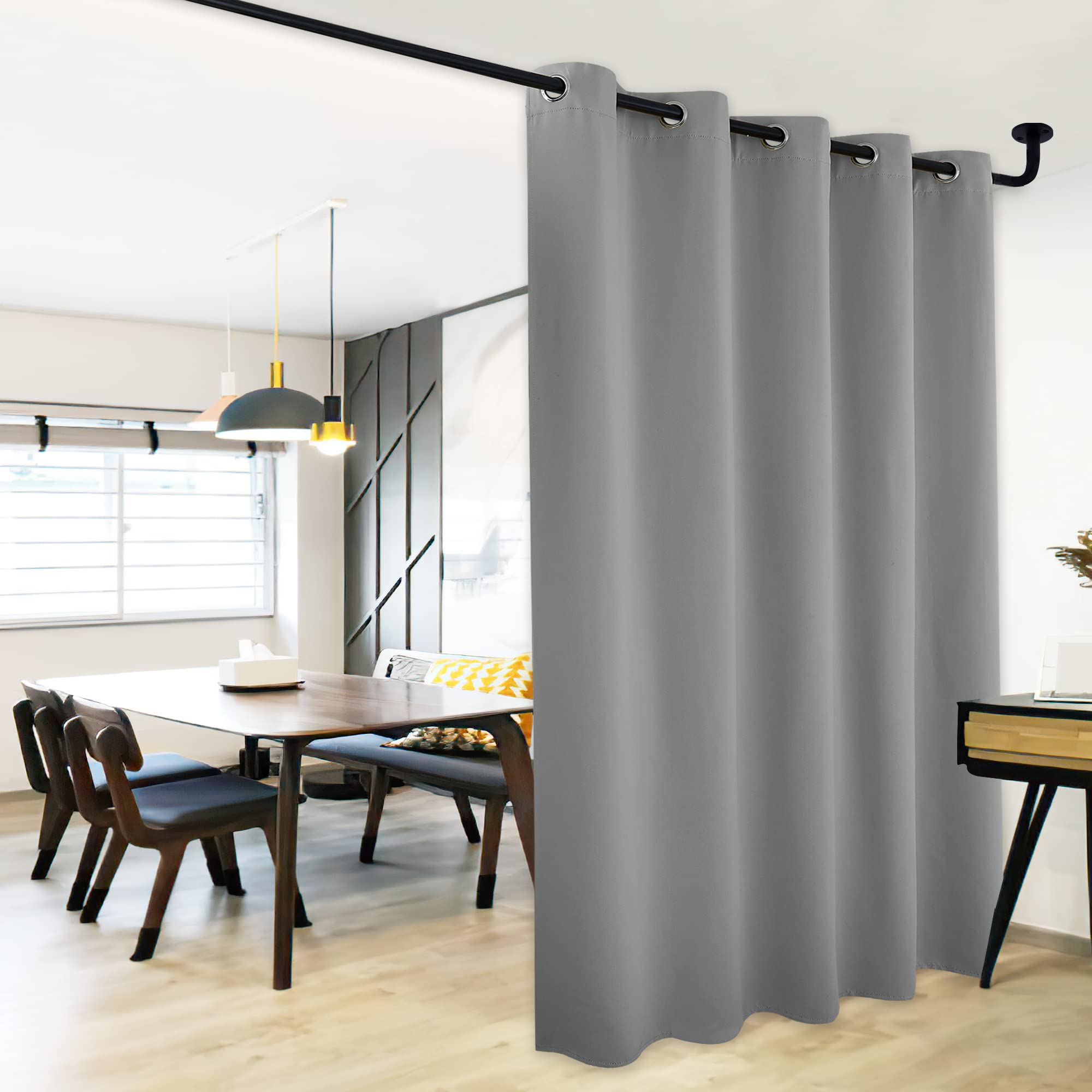 NICETOWN Sliding Door Curtains, Wide Thermal Blackout Patio Door Curtain Panel, Sliding Door Drapes/Draperies with Grommet Top (Silver Gray, W70 x L84)