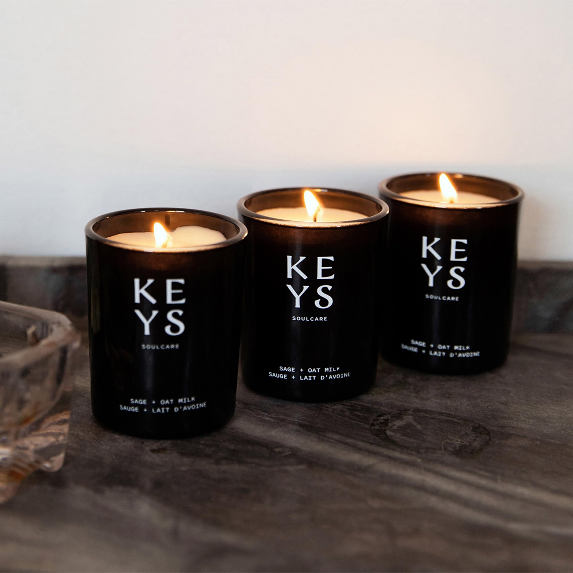 Keys Soulcare Sage + Oat Milk Votive Mini Candle Set, Single-Wick Home Fragrance, Calming + Relaxing Scent for Body & Mind, Vegan, Cruelty-Free, 6.6g