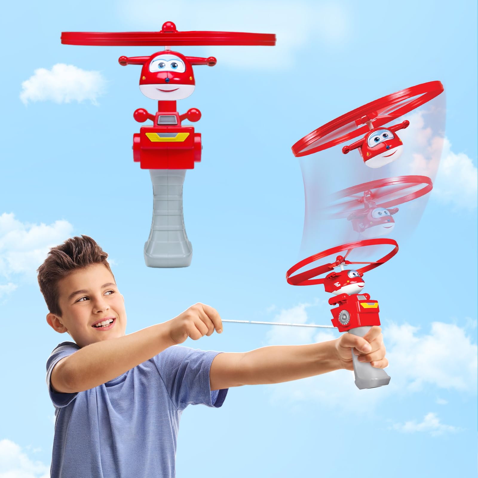 Super Wings Flying Toys, Jett Flying Toys for Kids Ages 3-5 4-8, Fun Outdoor Flying Disc Launcher Toys, Airplane Outside Flying Toys for Kids Boys Girls 3 4 5 6 7 8 Year Old