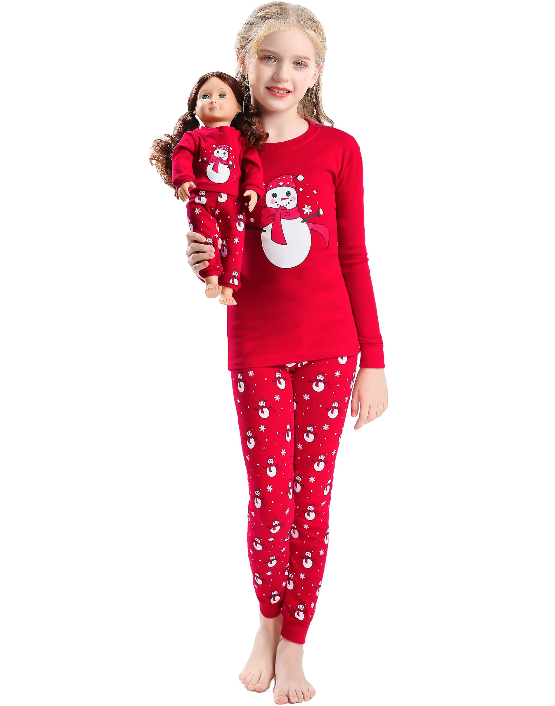 Babyroom Girls Matching Doll&toddler 4 Piece Cotton Pajamas Toddler Christmas Sleepwear size 14 Red