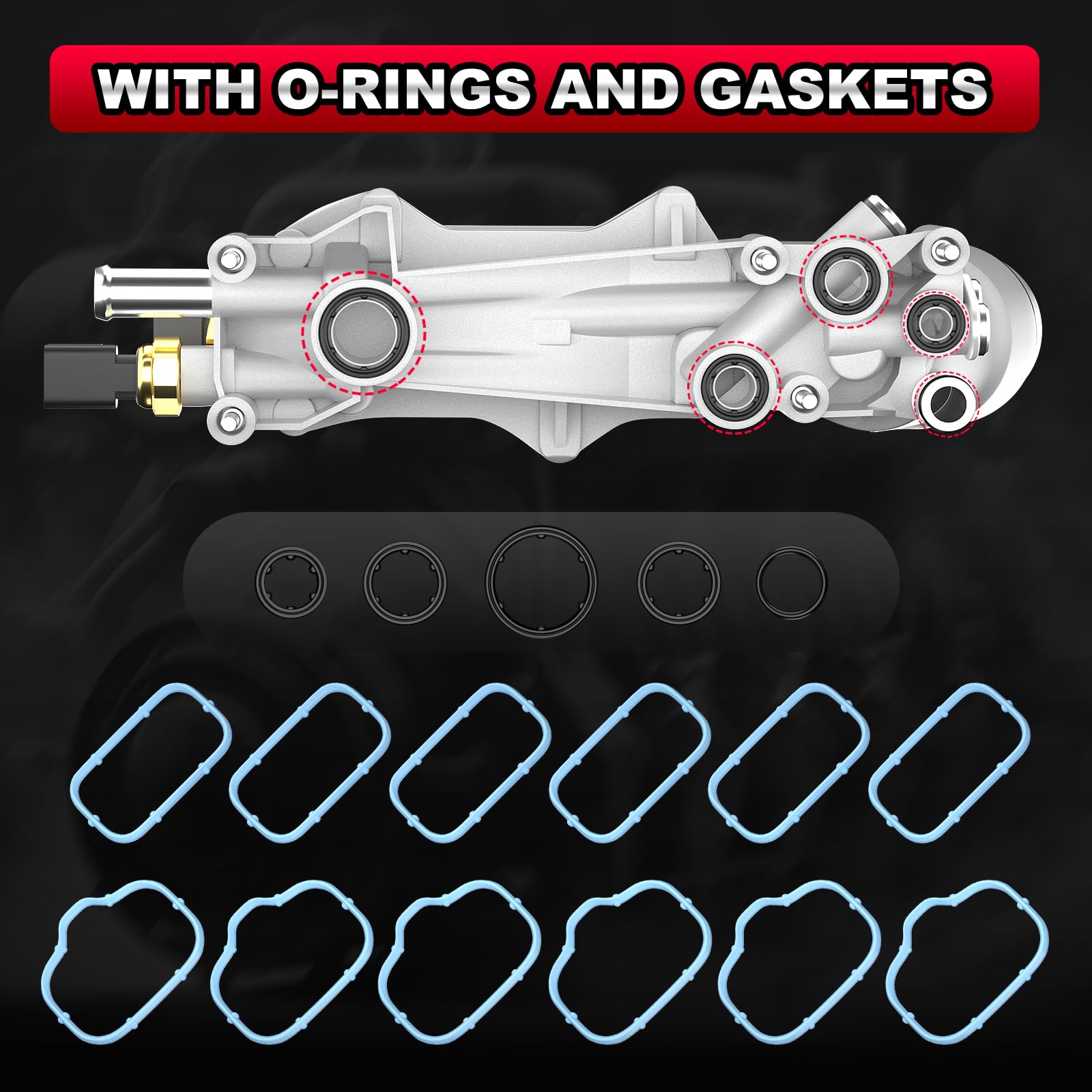 926-959 Full Aluminum Engine Oil Filter Housing with Oil Cooler Sensors and Gasket Compatible with 2011-2016 Chrysler 200 300 Dodge Charger Challenger Journey Wrangler Ram ProMaster 3.2L 3.6L 6Cyl