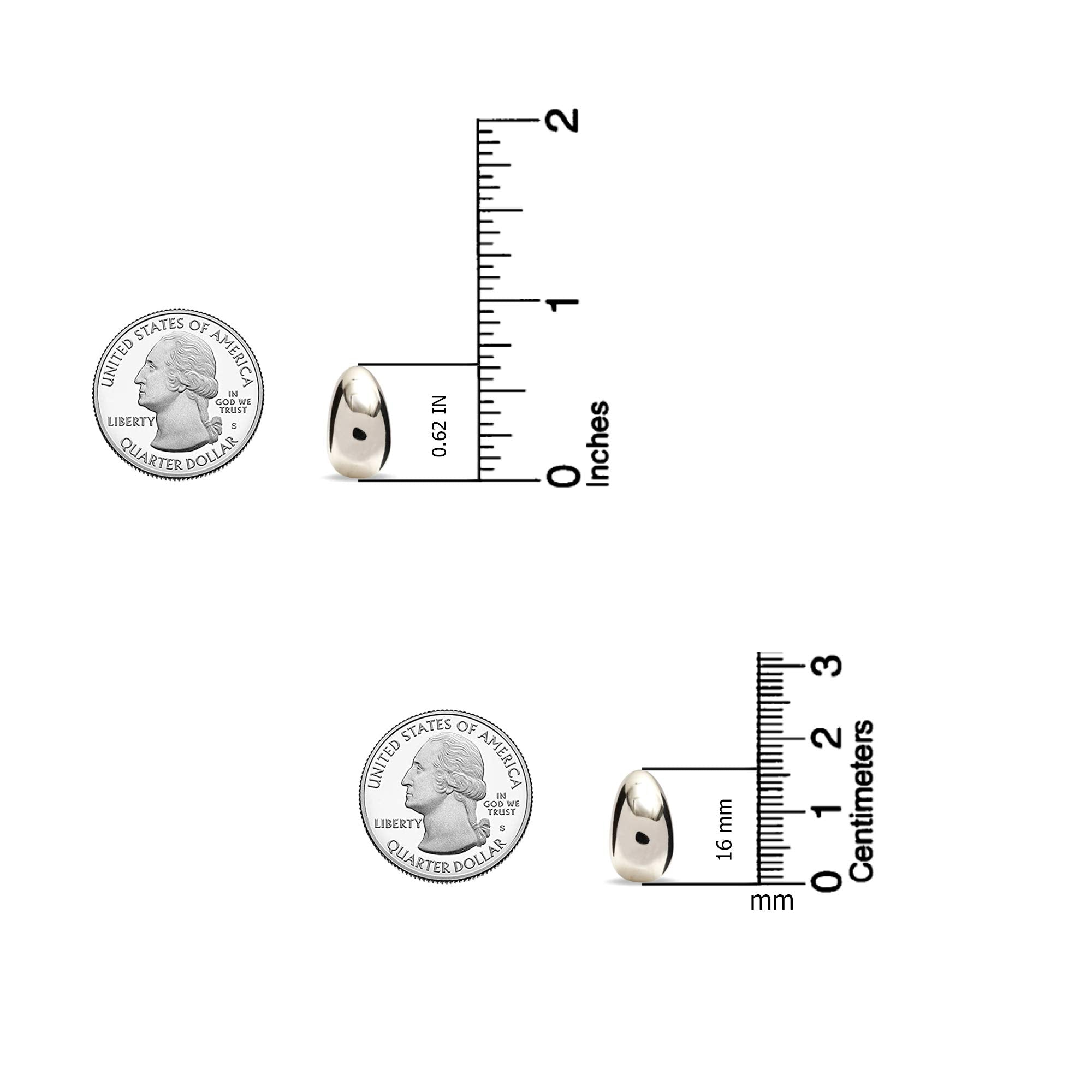 LeCalla Mothers Day Gifts For Mom Sterling Silver Omega Back Earrings Omega-Clip Back Pierce Earrings Dome Clip On Large Omega Stud Earrings for Women
